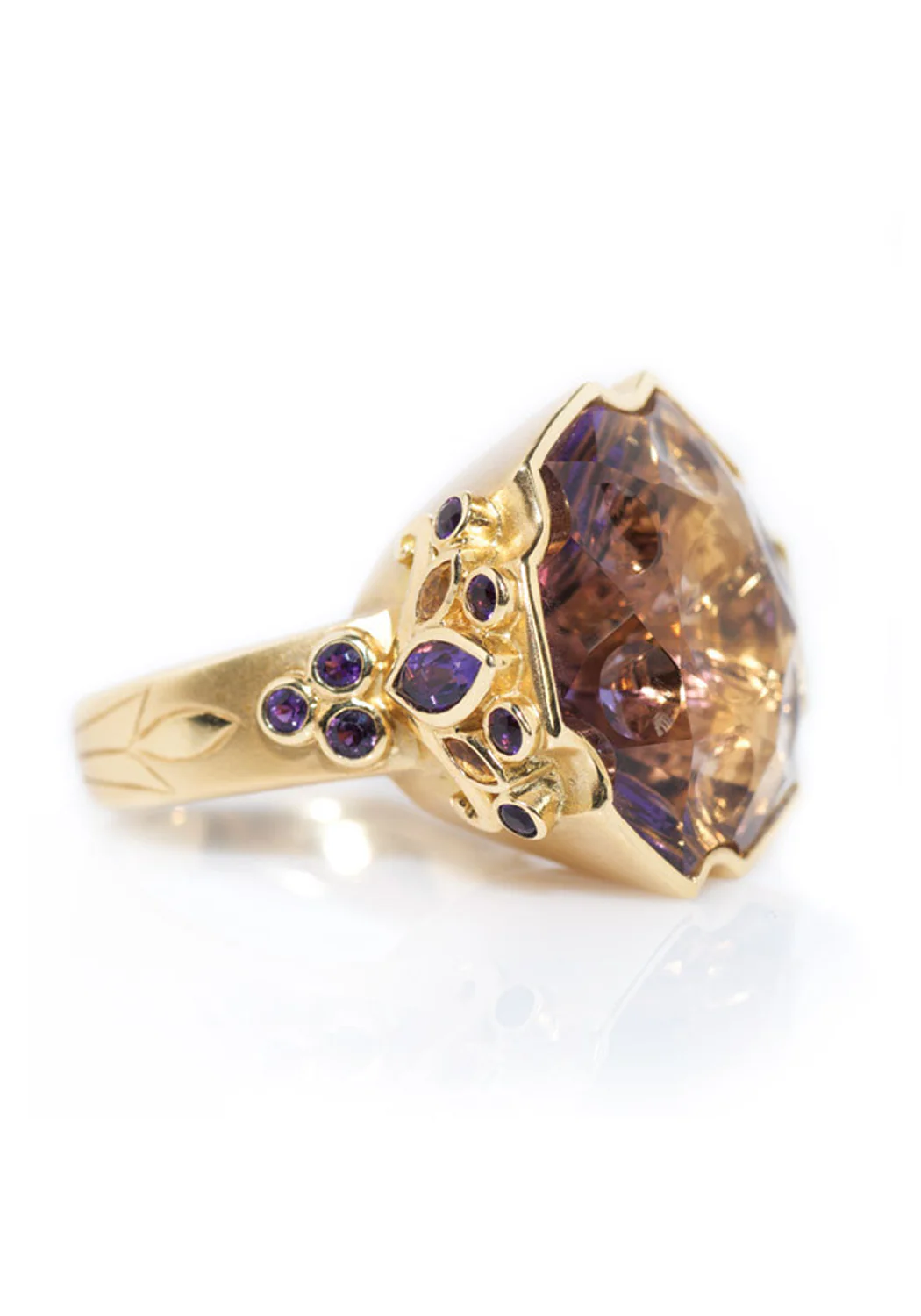 Paula Crevoshay 18KRG Citrine & Ametrine Ring - Image 3