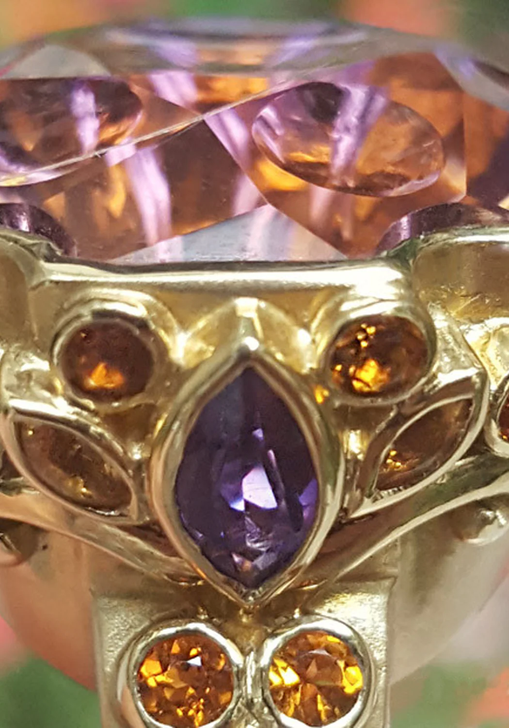 Paula Crevoshay 18KRG Citrine & Ametrine Ring - Image 4