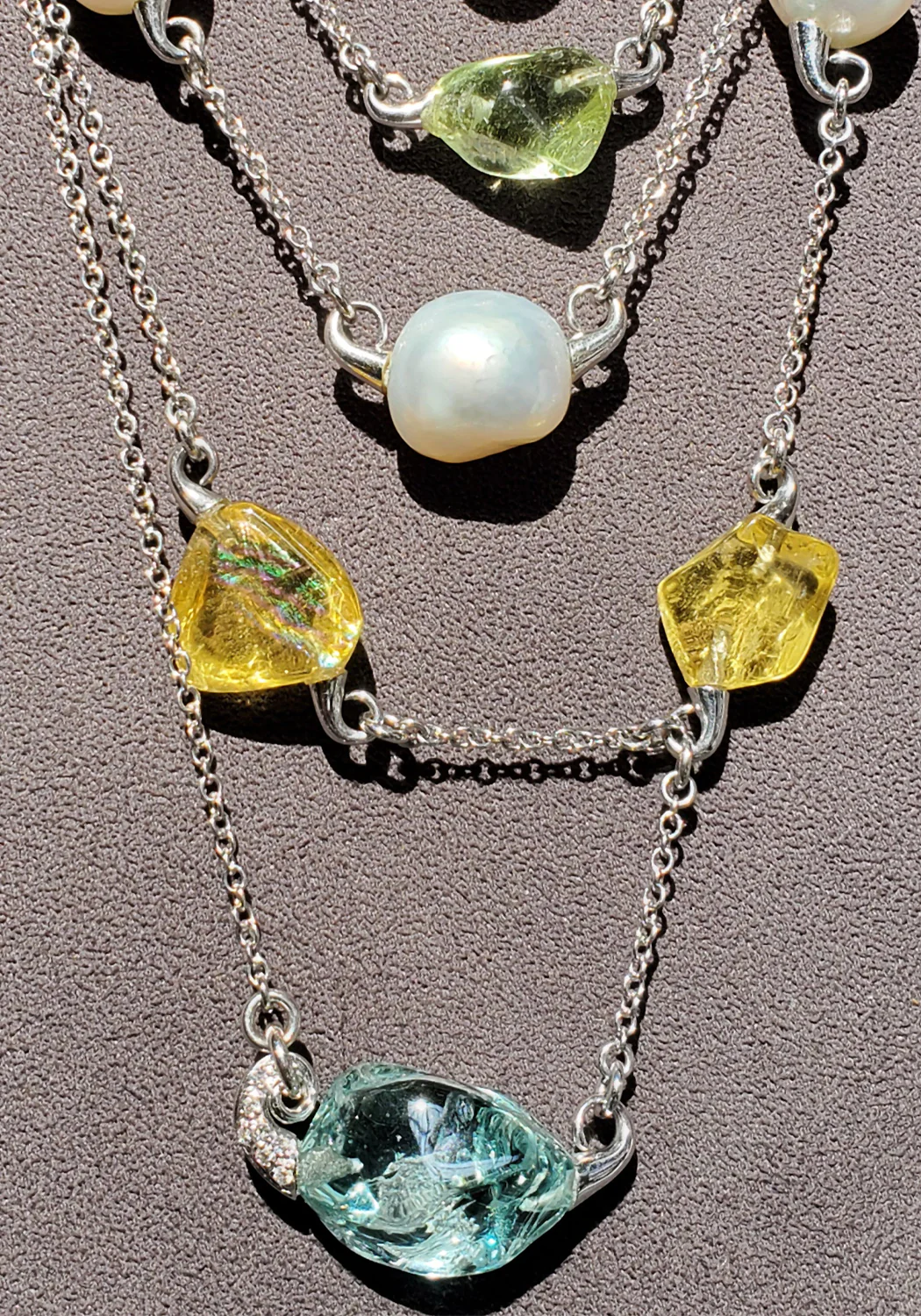 Oster Collection One of a Kind South Sea Pearl & Beryl Layered Necklace - Image 3
