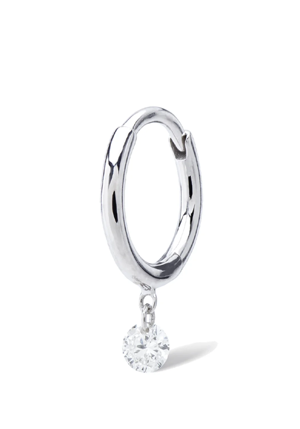 Persée Paris 18K White Gold Solitaire Diamond Hoop Earring | Single - Image 3
