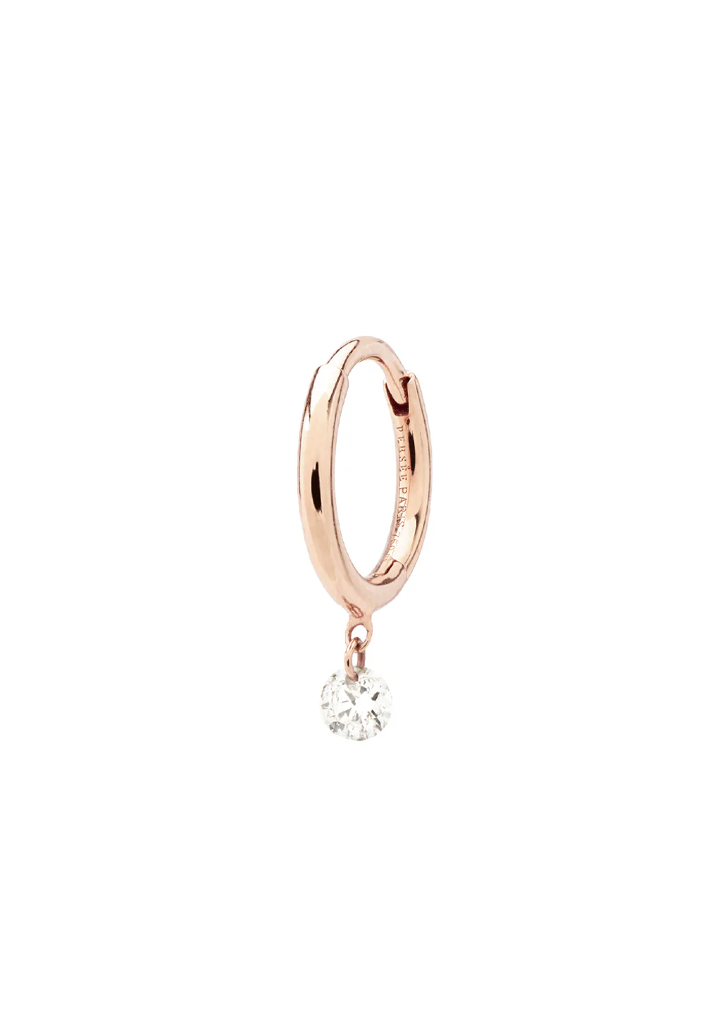 Persée Paris 18K Rose Gold Solitaire Diamond Hoop Earring | Single