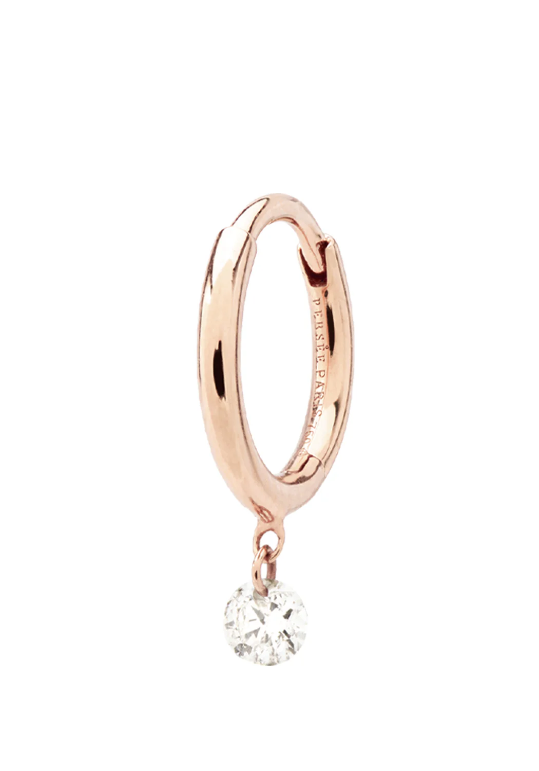 Persée Paris 18K Rose Gold Solitaire Diamond Hoop Earring | Single - Image 3