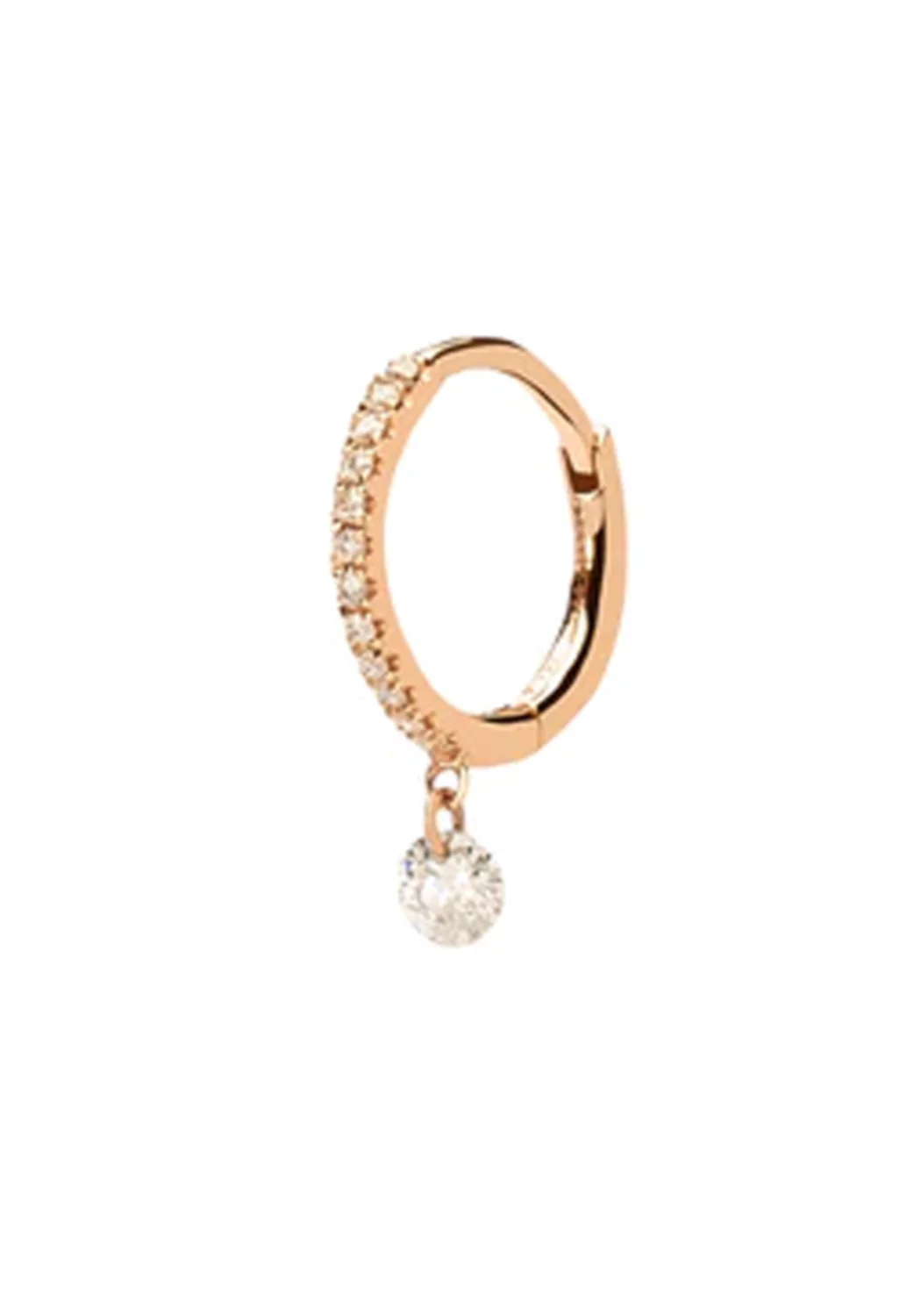 Persée Paris 18K Rose Gold Solitaire Pavé Diamond Hoop Earring | Single - Image 2