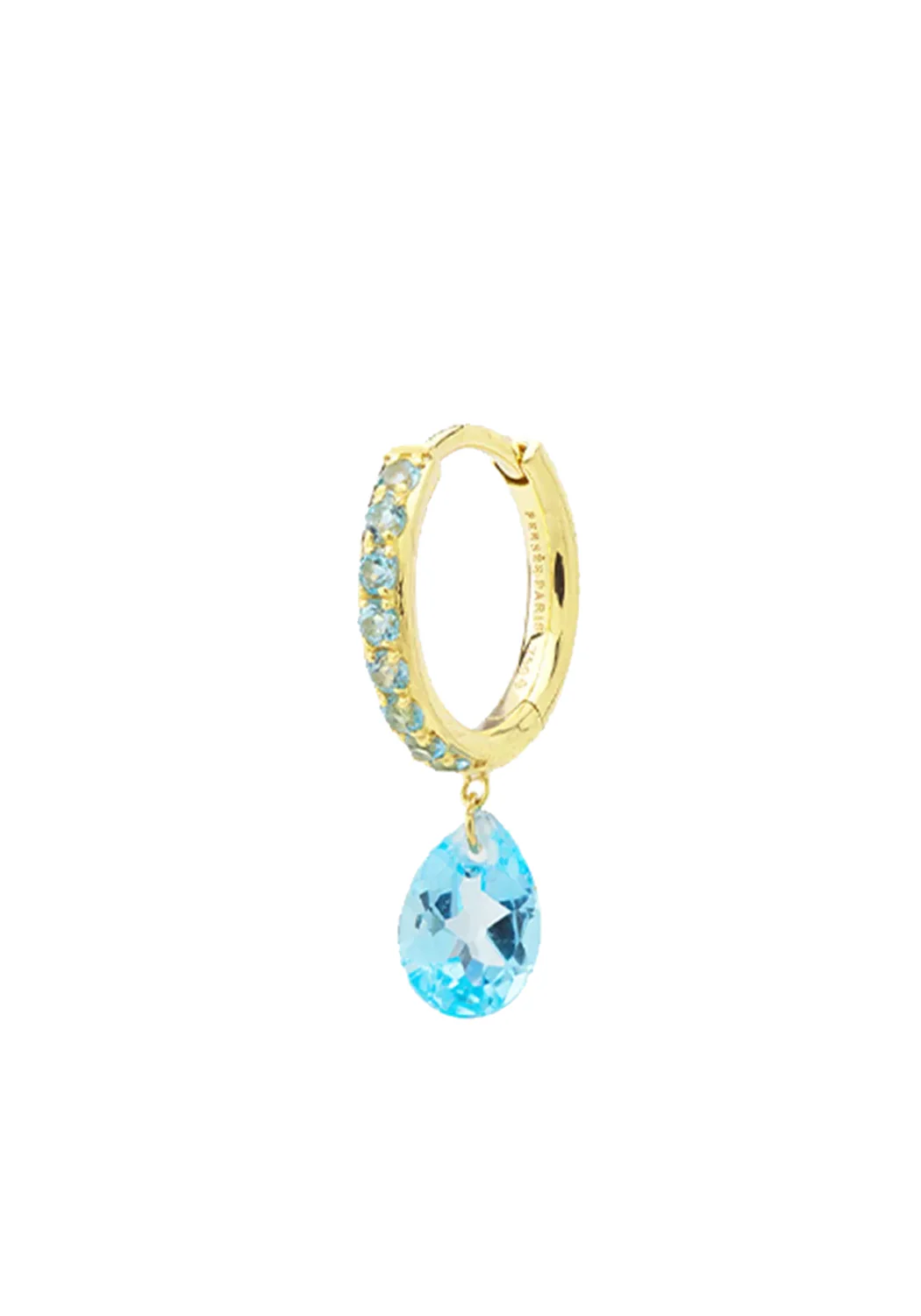 Persée Paris 18KYG Chakras Blue Topaz Hoop Earring | Single