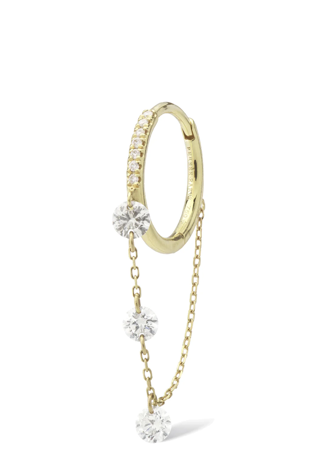 Persée Paris 18KYG Danaé 3 Diamond Chain Hoop Earring | Single - Image 3