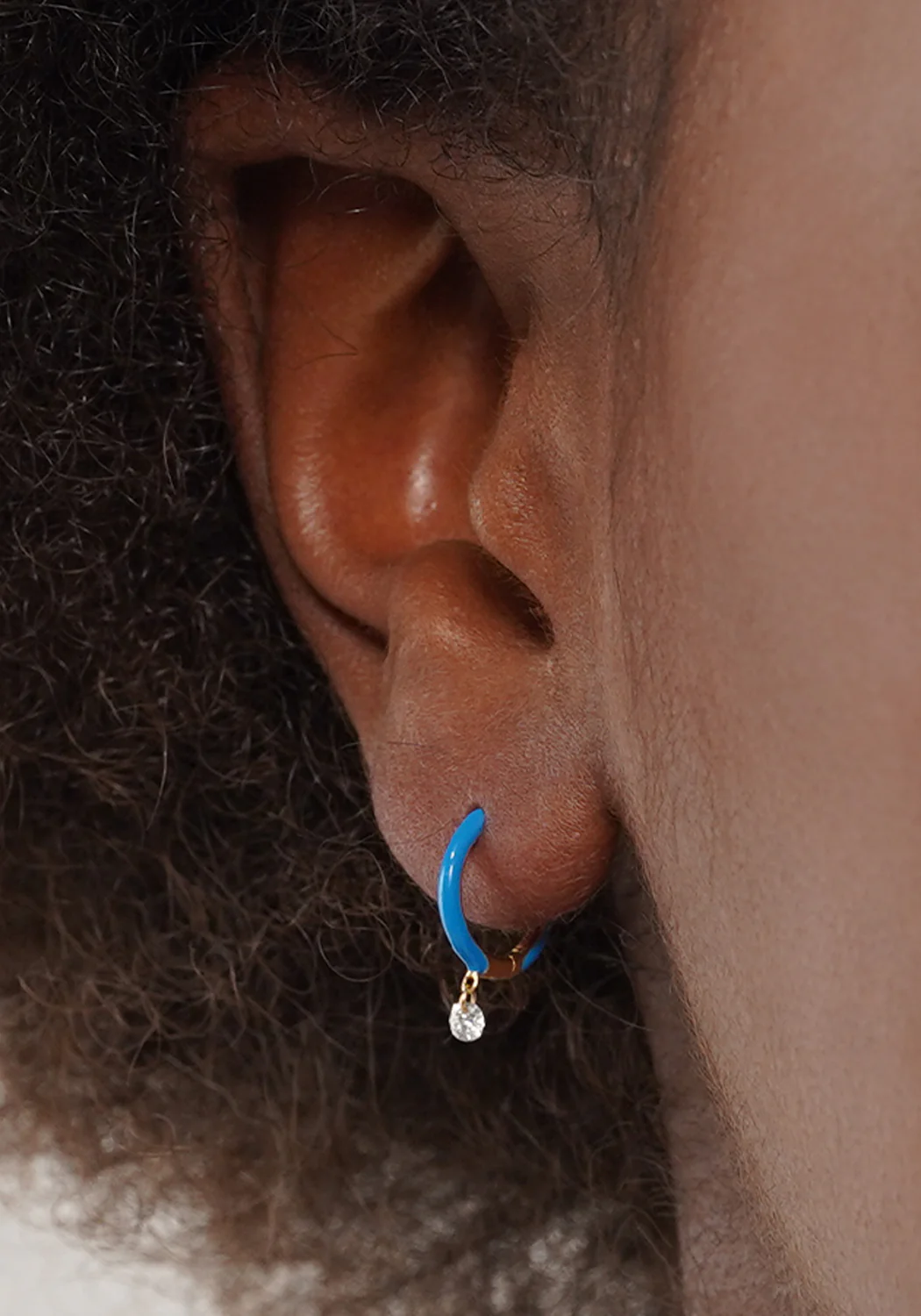 Persée Paris 18KYG Diamond & Blue Enamel Hoop Earring | Single - Image 3