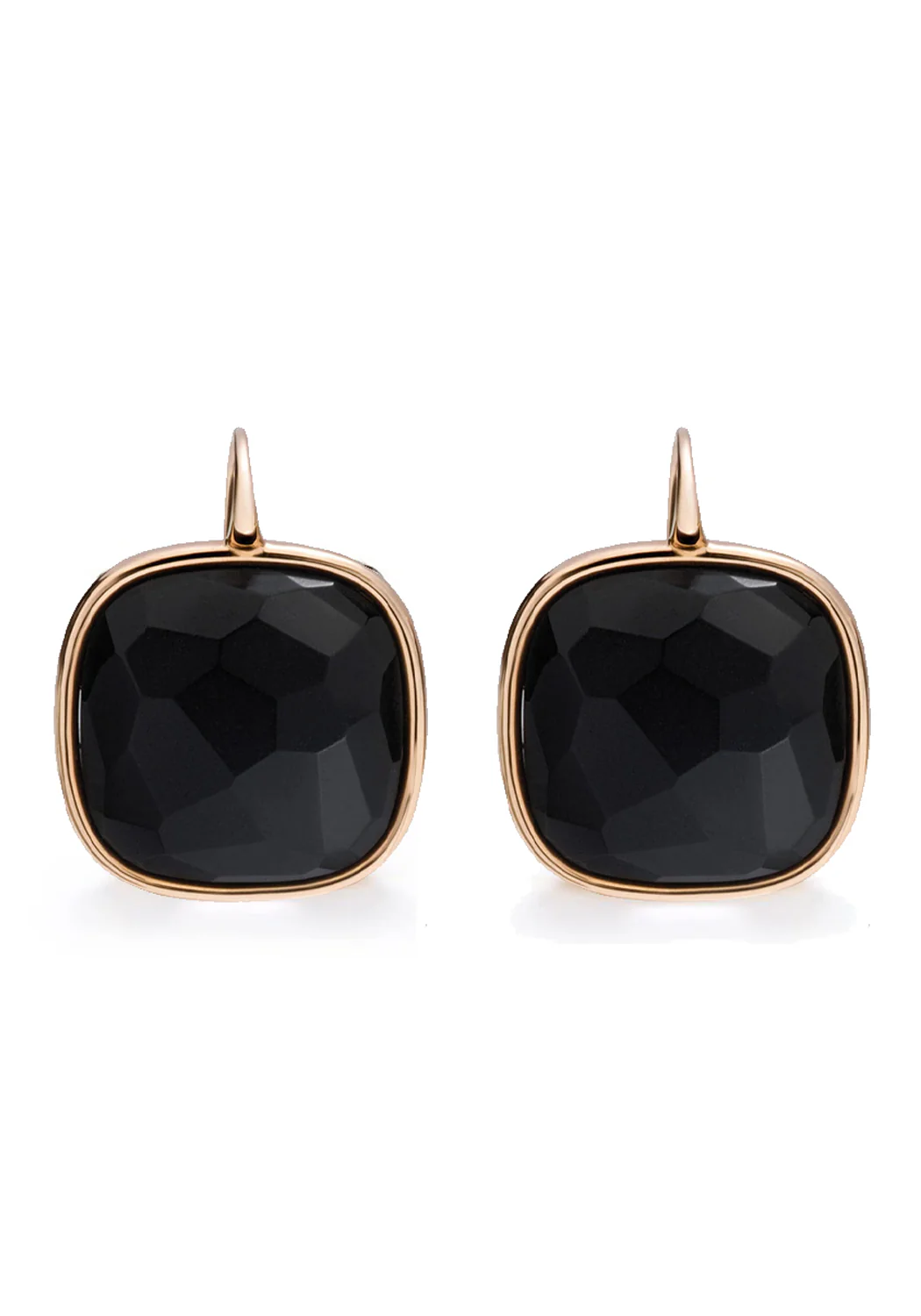 Pomellato Victoria 18K Rose Gold Faceted Black Jet Drop Earrings - Image 3