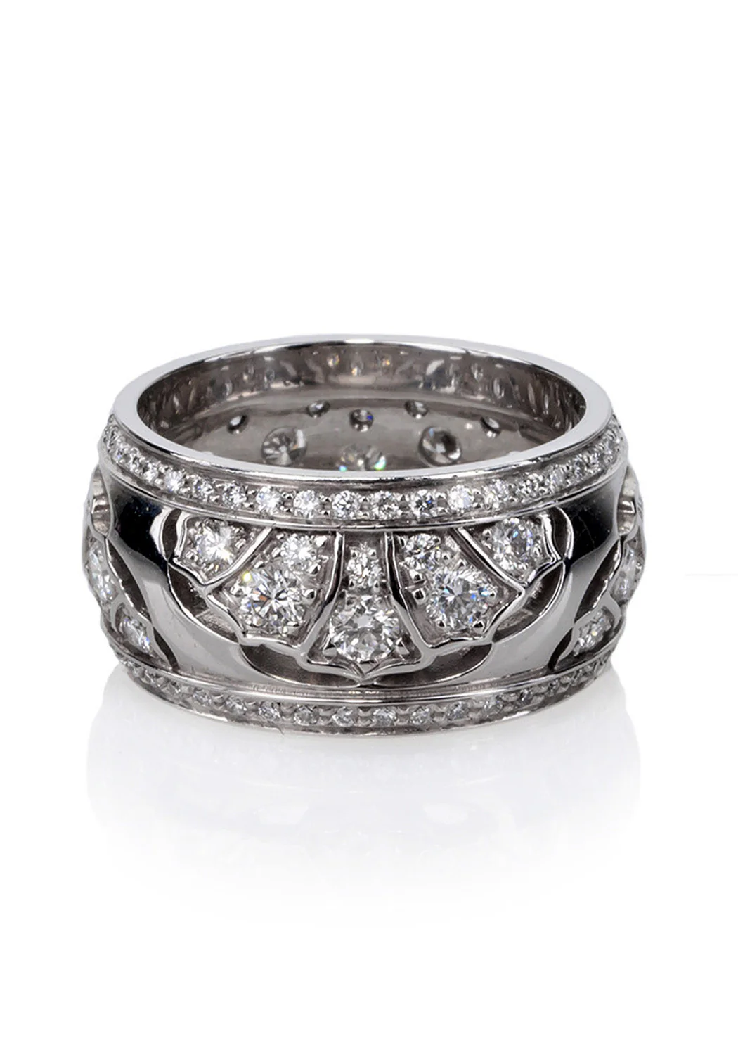 Precision Set 18KBG Domed Wide Diamond Fan Eternity Band - Image 3