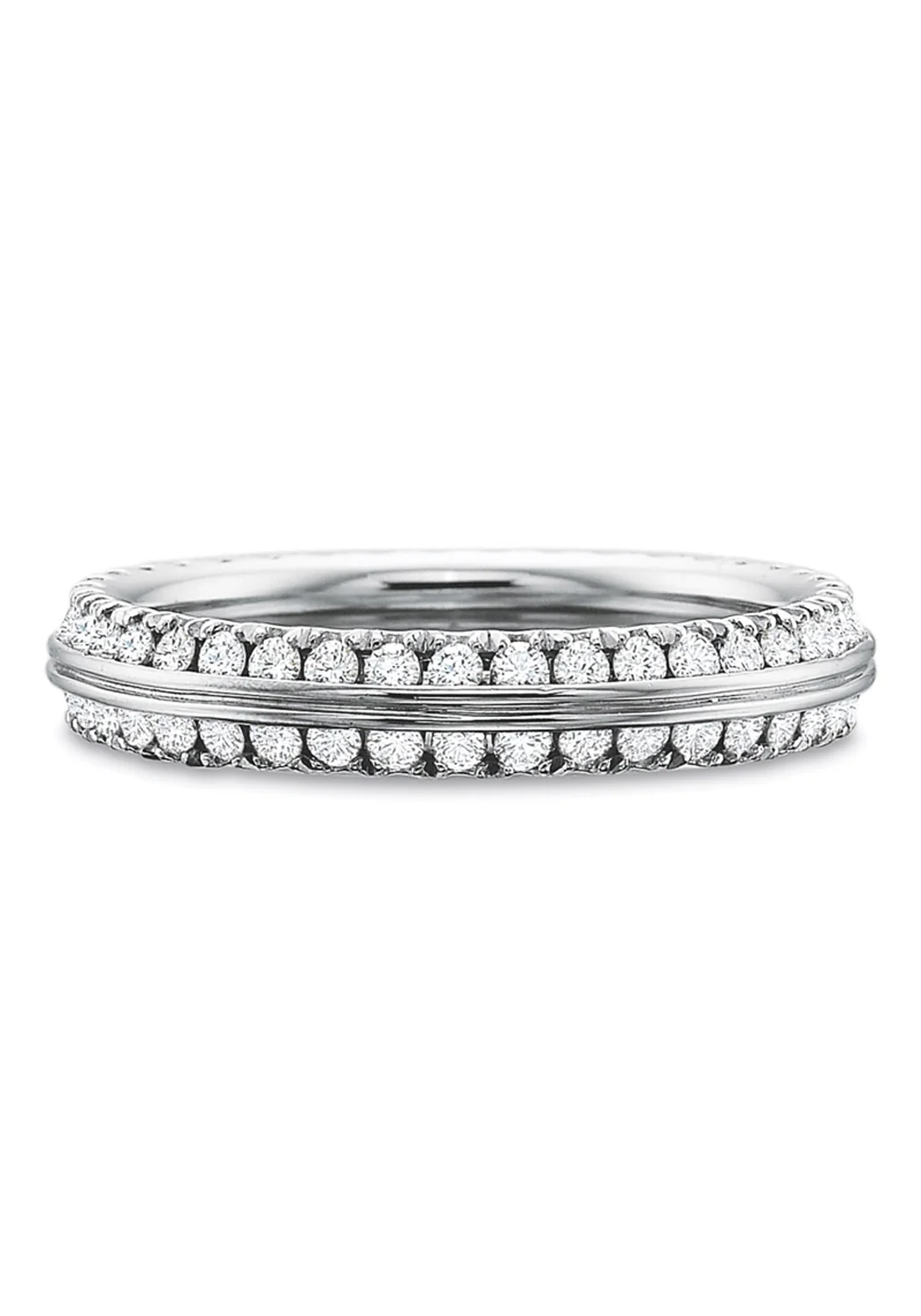 Precision Set Platinum Double Row Diamond Eternity Band - Image 2