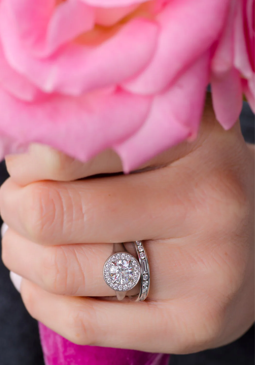 Rahaminov Matte 18KWG Halo Bezel Set Round Diamond Ring - Image 4