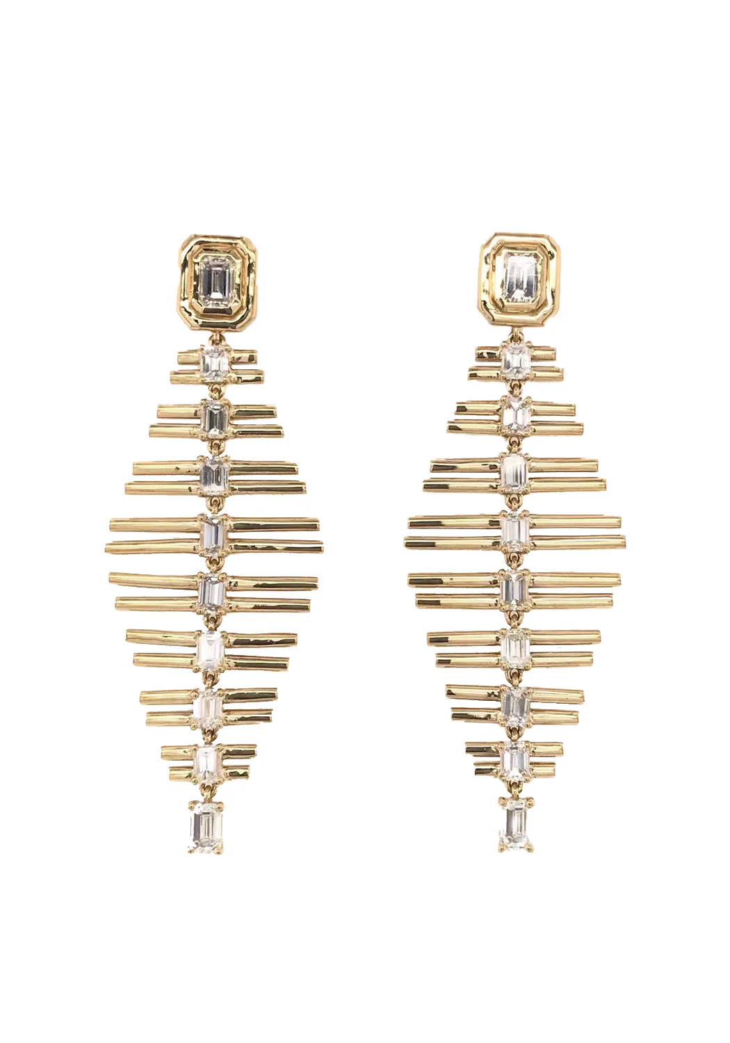 Ruchi 18KYG Scintillate Diamond Fishbone Dangle Earrings - Image 3