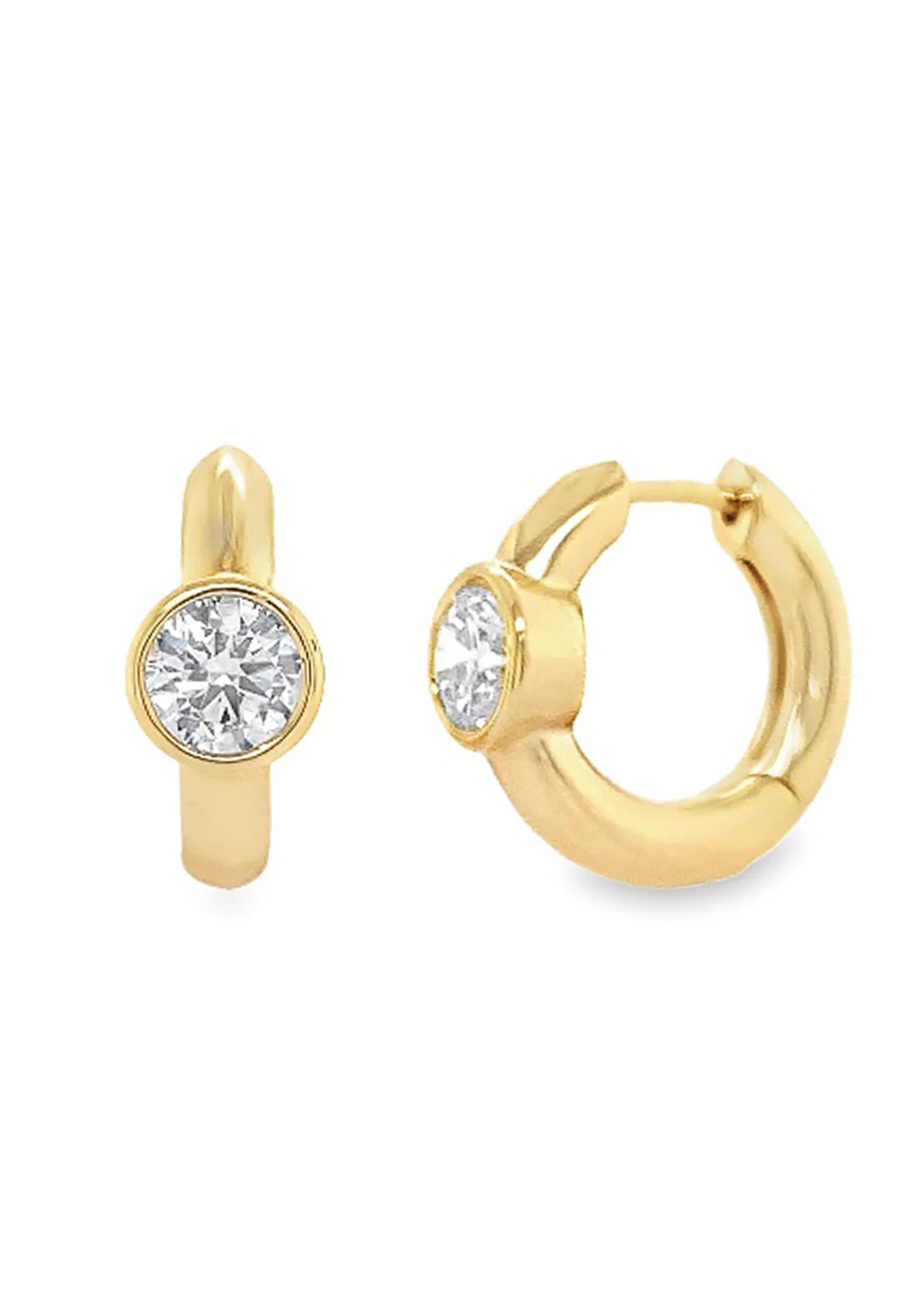 Ruchi Scintillate 18KYG Solitaire Round Diamond Hoop Earrings - Image 2