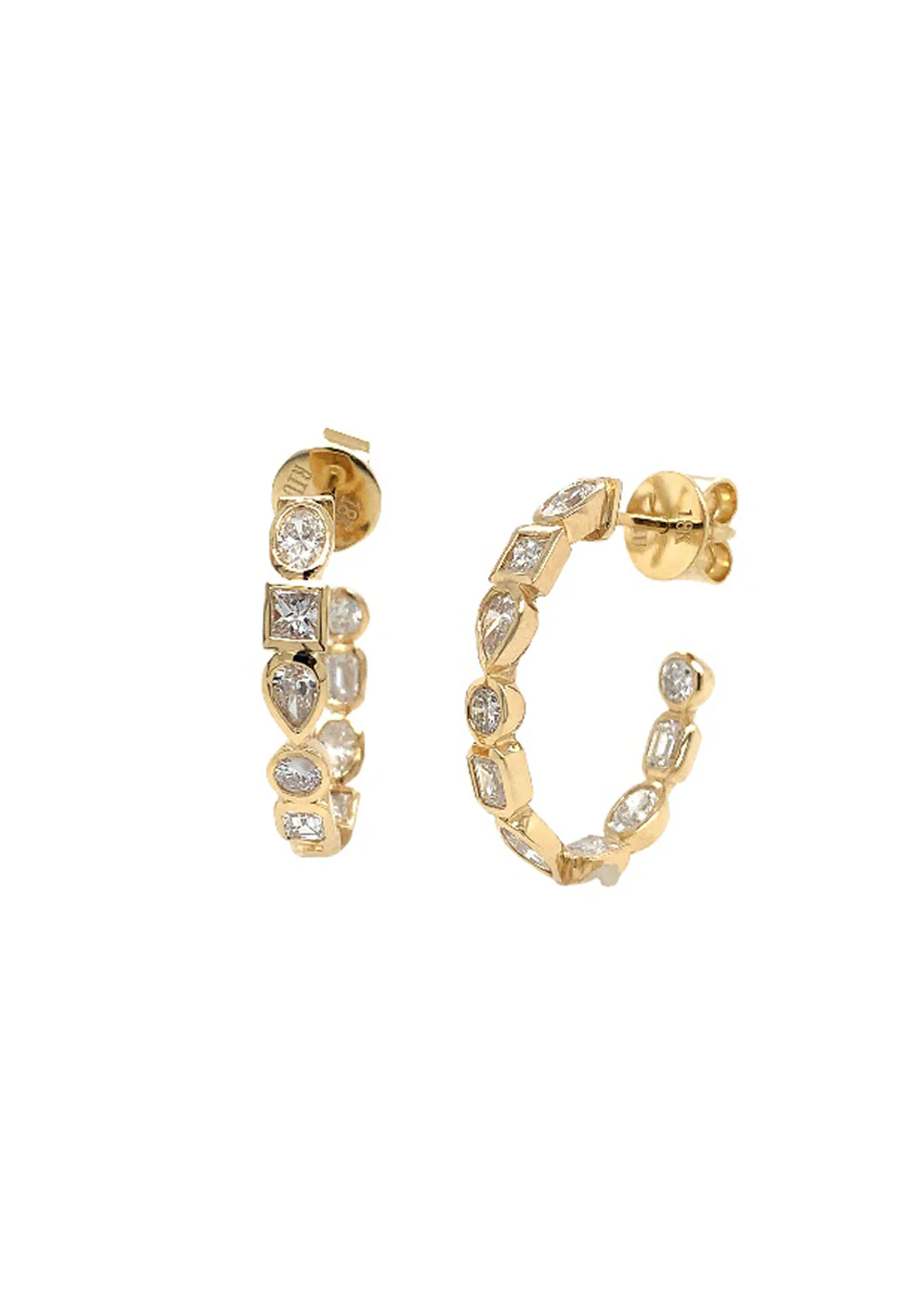 Ruchi 18KYG Mixed Shape Diamond Open Hoop Earrings - Image 3