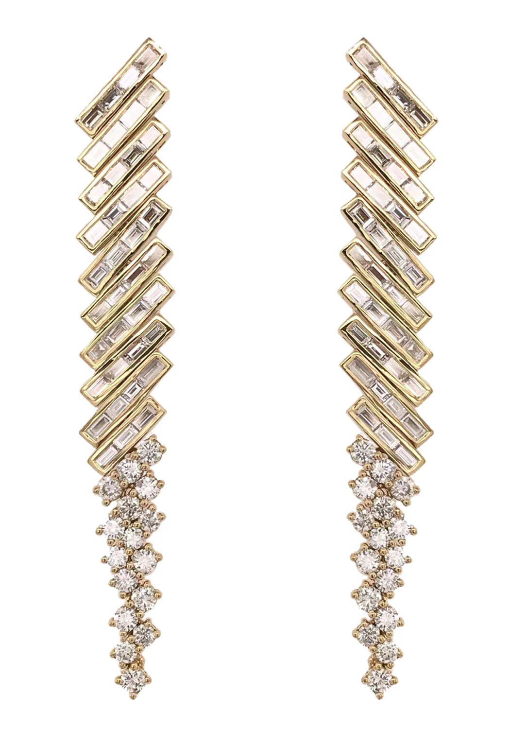 Ruchi Slanted Baguette & Round Diamond Chandelier Earrings - Image 3