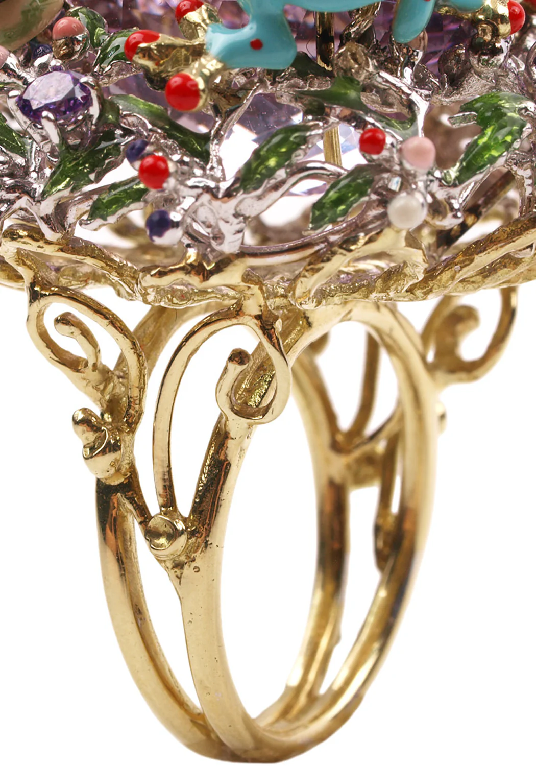 Santagostino Enamel Ladybug & Frog Amethyst Ring - Image 3