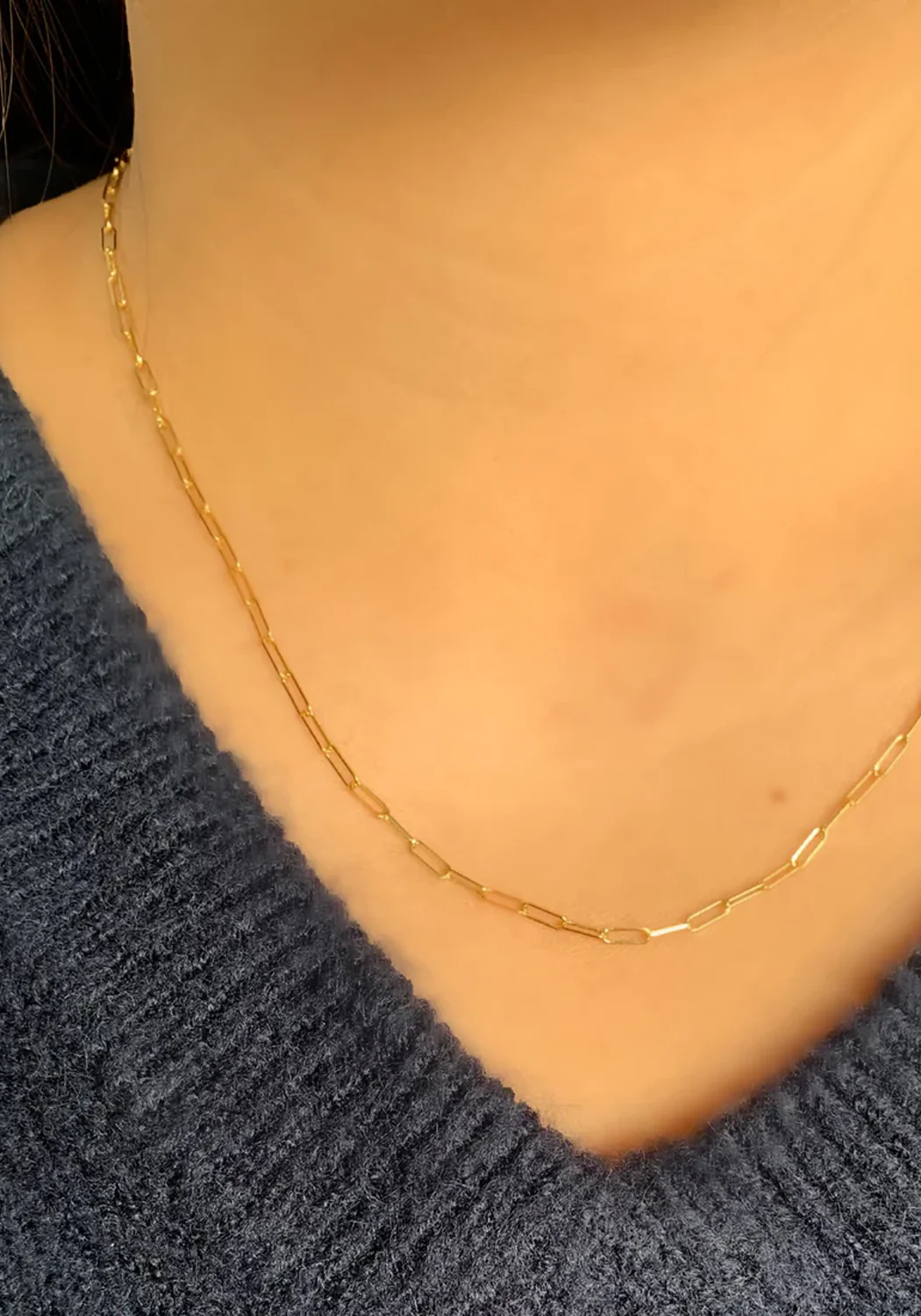 Sethi Couture 14K Yellow Gold Medium Paperclip Chain Necklace | 18" - Image 2