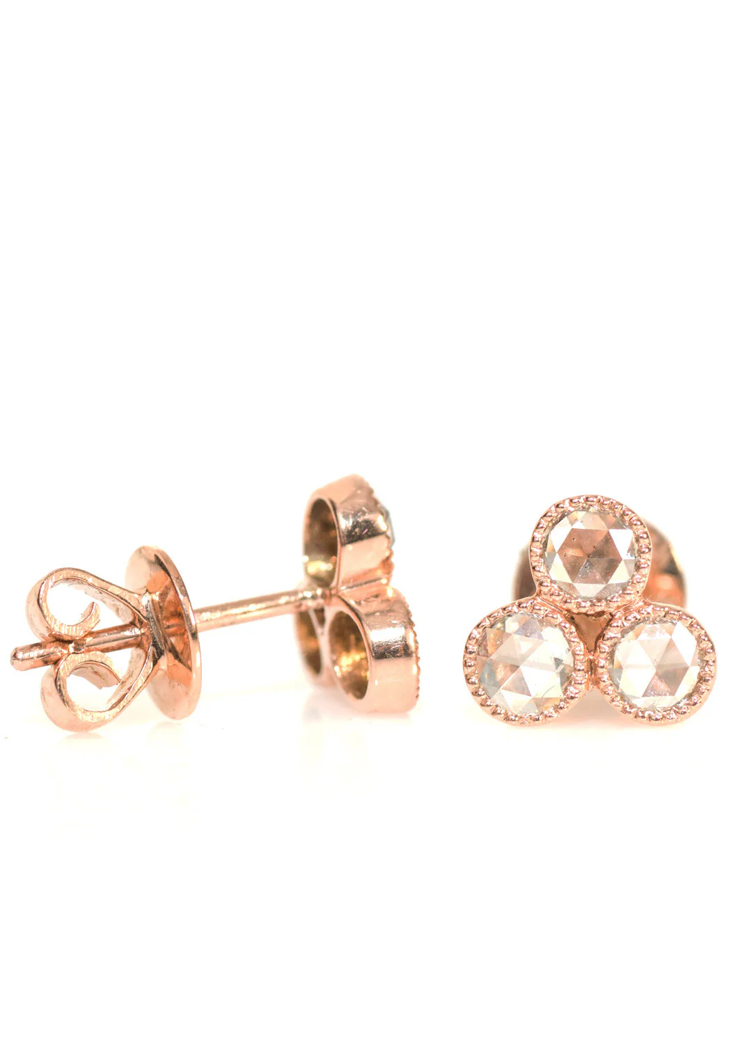 Sethi Couture Grace 18KRG Triple Cluster Diamond Stud Earrings - Image 4