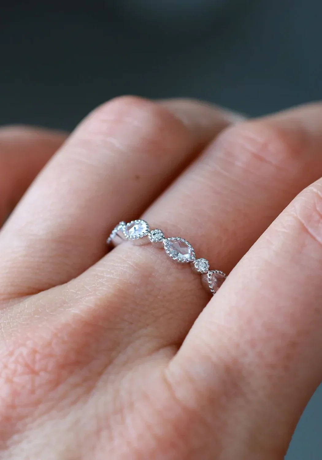 Sethi Couture Amara 18KWG Marquise Rose Cut Diamond Band - Image 2
