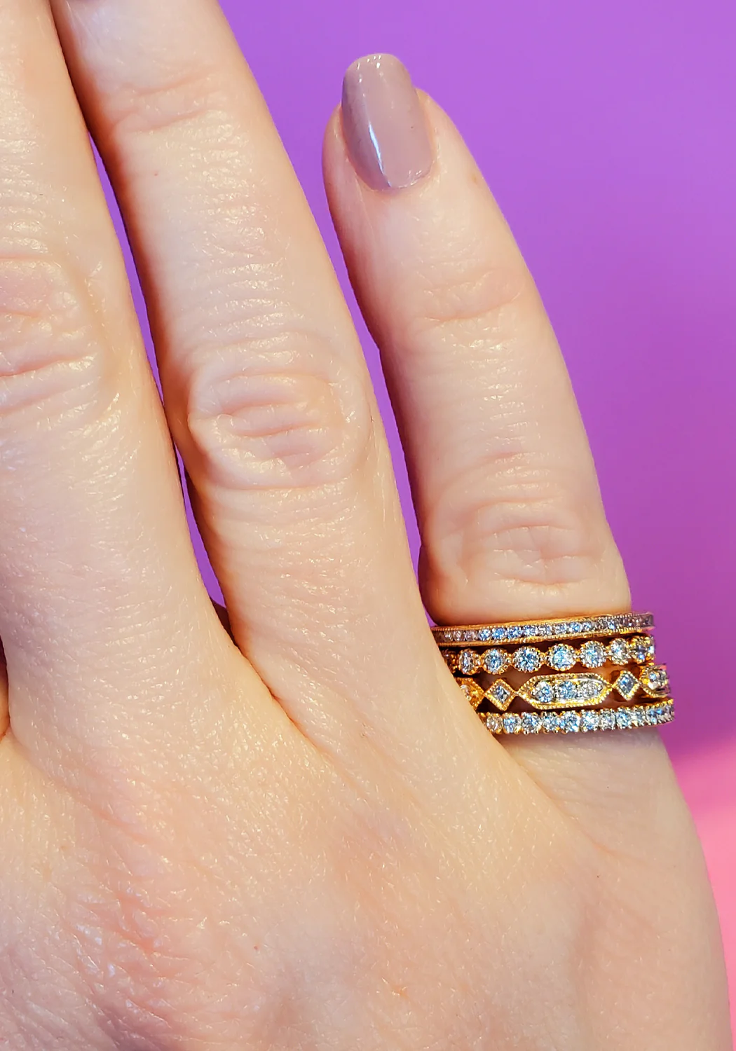 Sethi Couture Bezel 18KRG White Diamond Eternity Band - Image 2