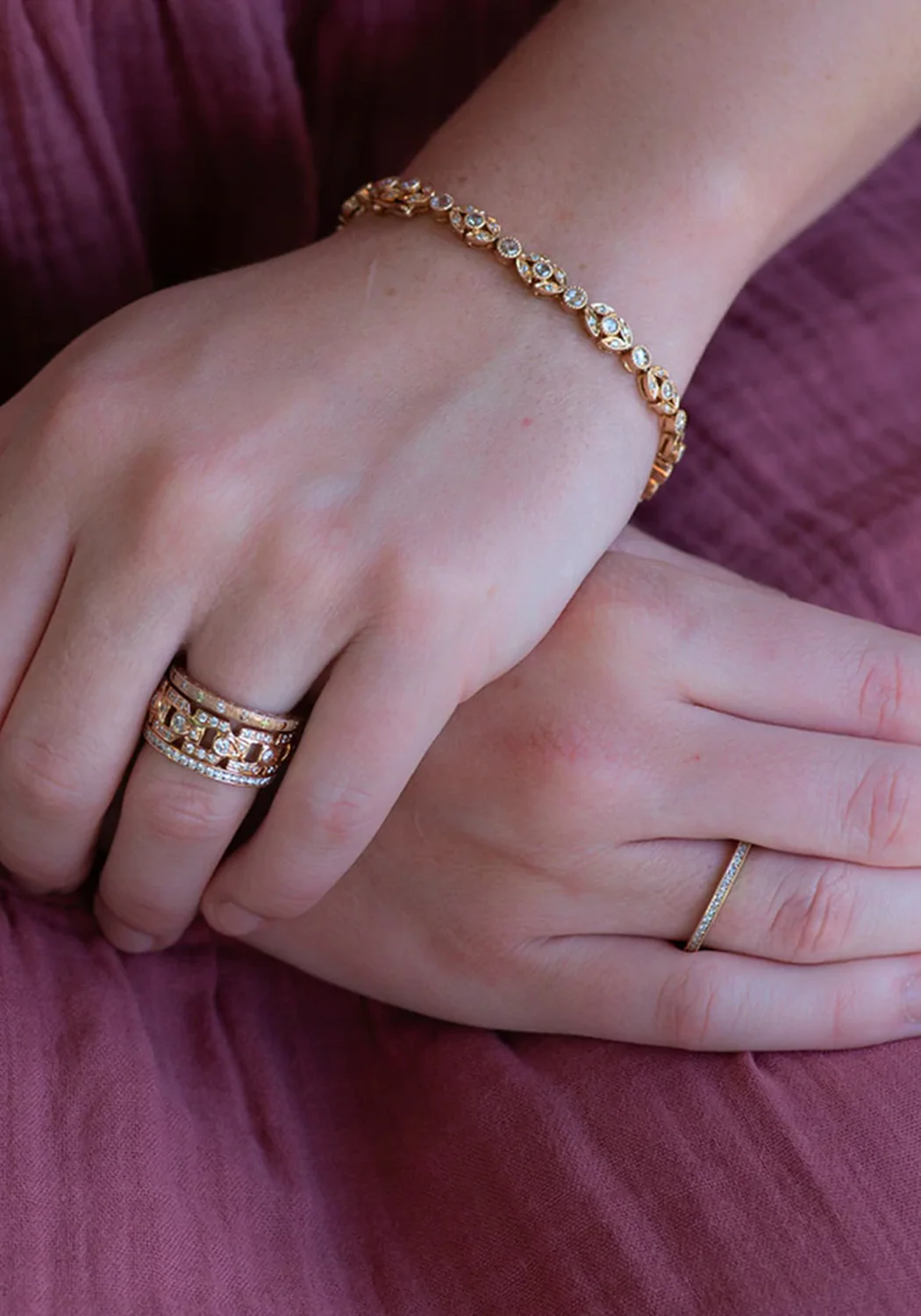 Sethi Couture Channel 18KRG Pink Diamond Eternity Band - Image 5