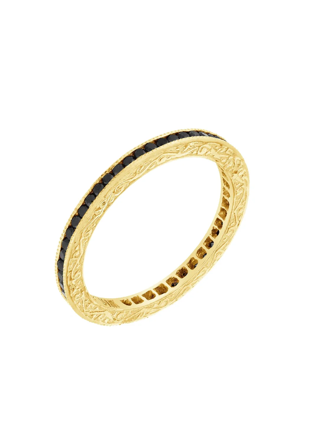 Sethi Couture Channel 18KYG Black Diamond Eternity Band - Image 3