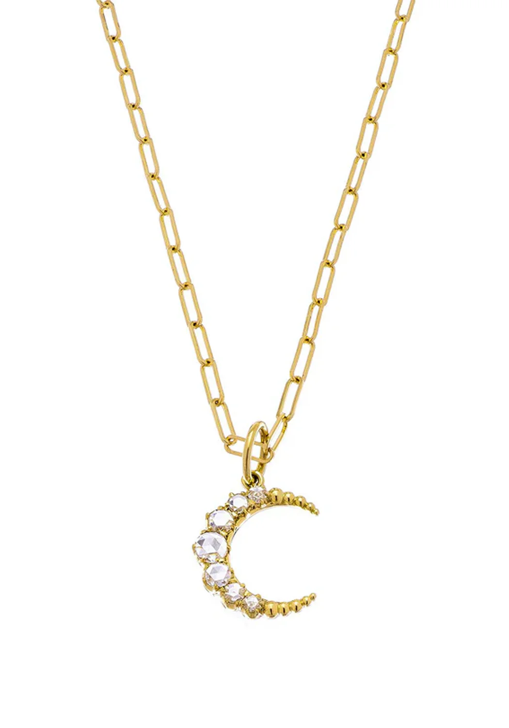 Sethi Couture Crescent 18KYG Small Diamond Moon Charm Pendant - Image 3