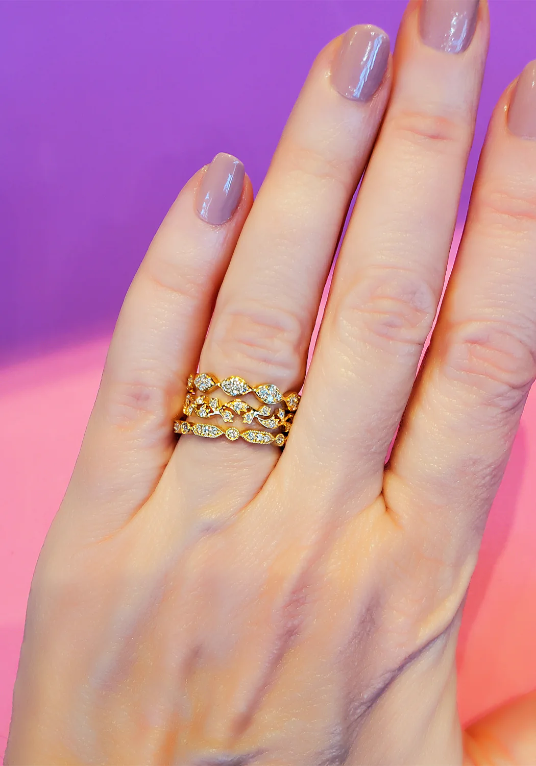 Sethi Couture Deco 18KYG Sectioned Mini Diamond Eternity Band - Image 2