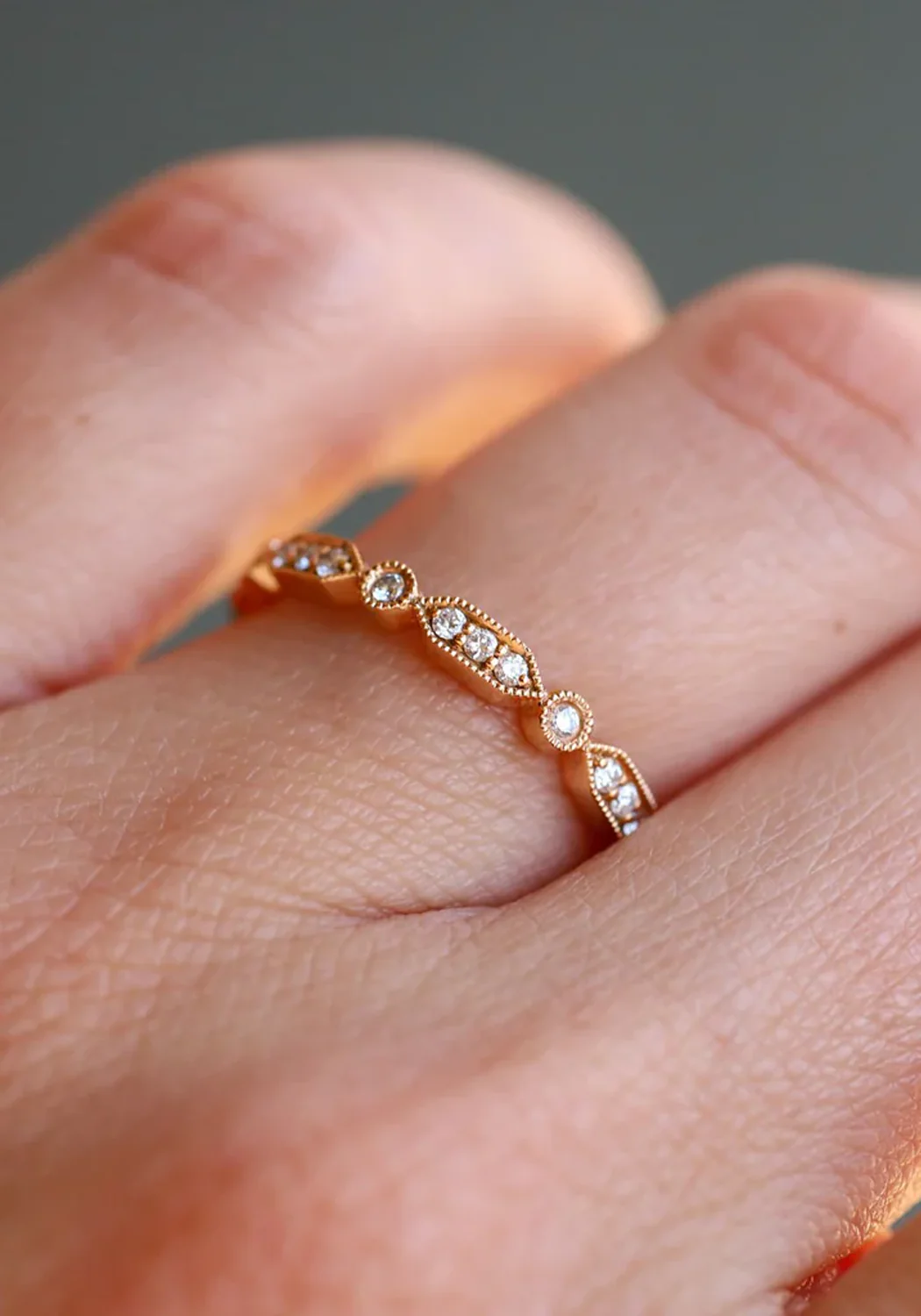 Sethi Couture Deco 18KYG Sectioned Mini Diamond Eternity Band - Image 3