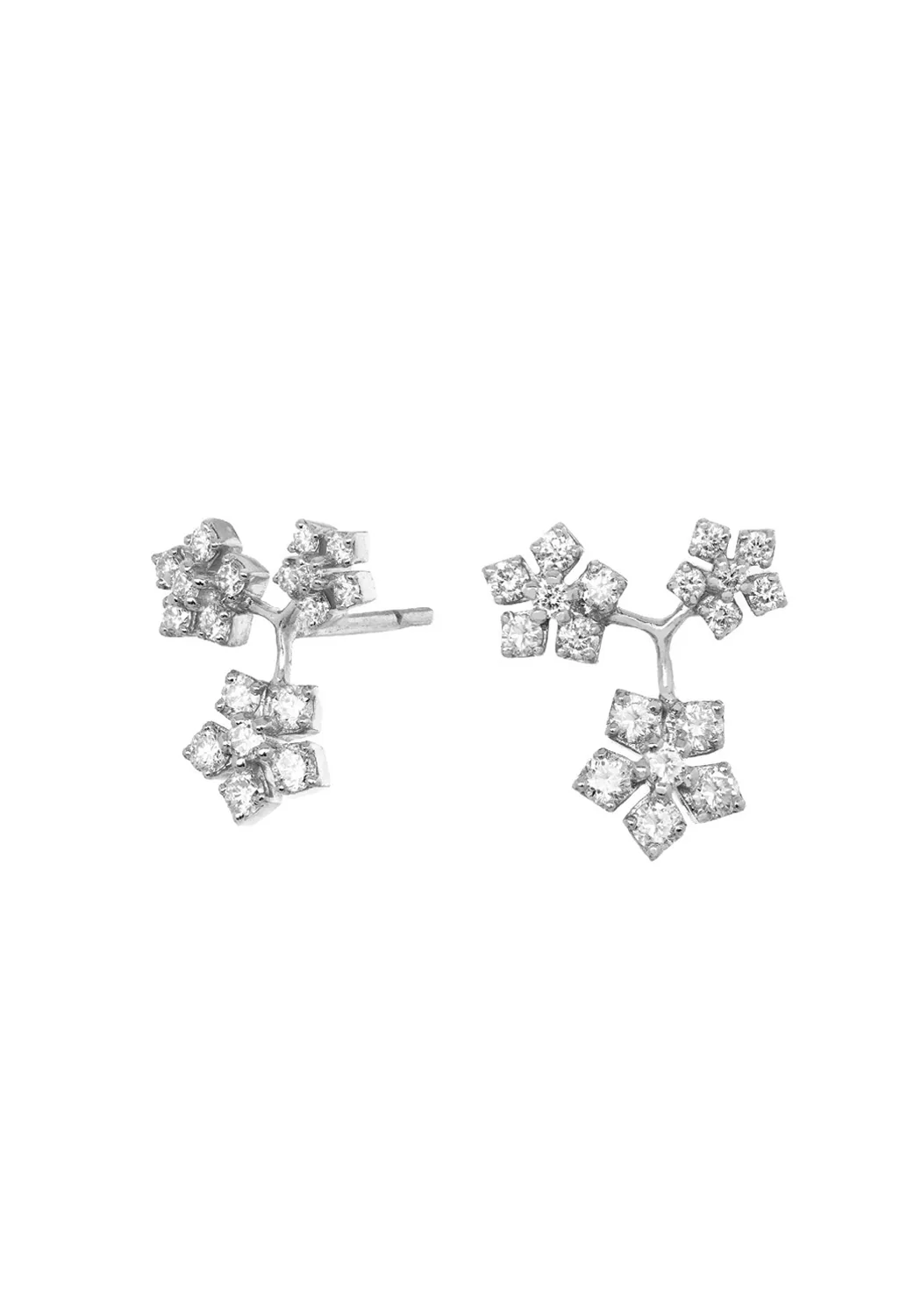 Sethi Couture Enchanted Garden 18KWG Triple Flower Diamond Earrings