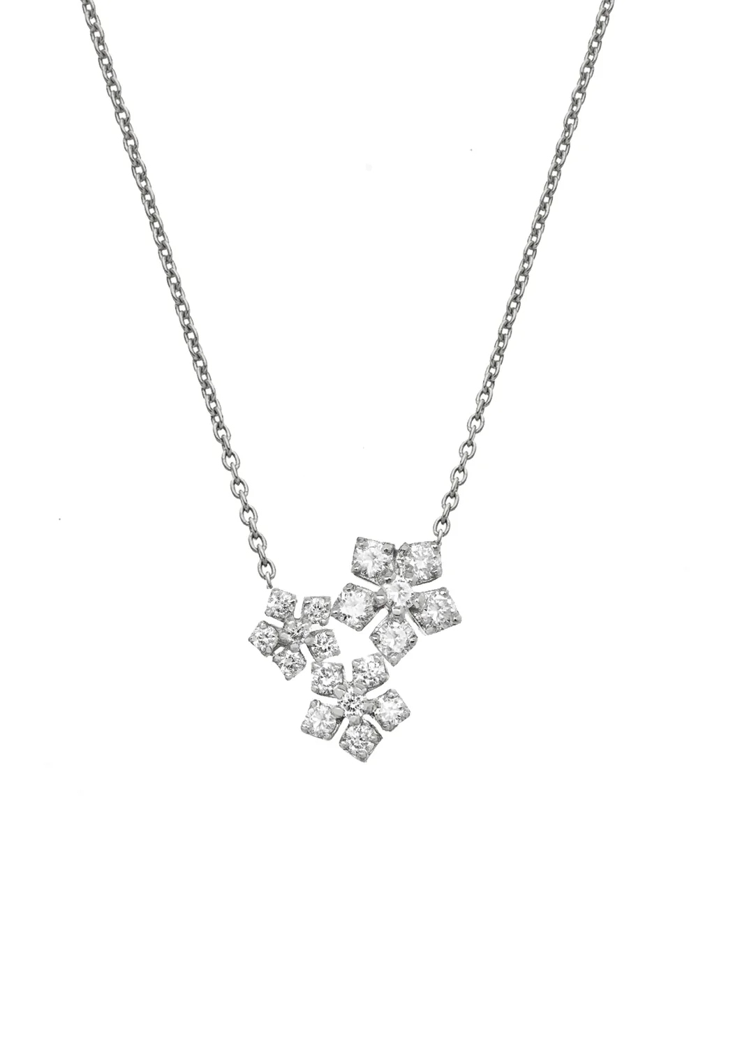 Sethi Couture Enchanted Garden 18KWG Triple Flower Diamond Necklace