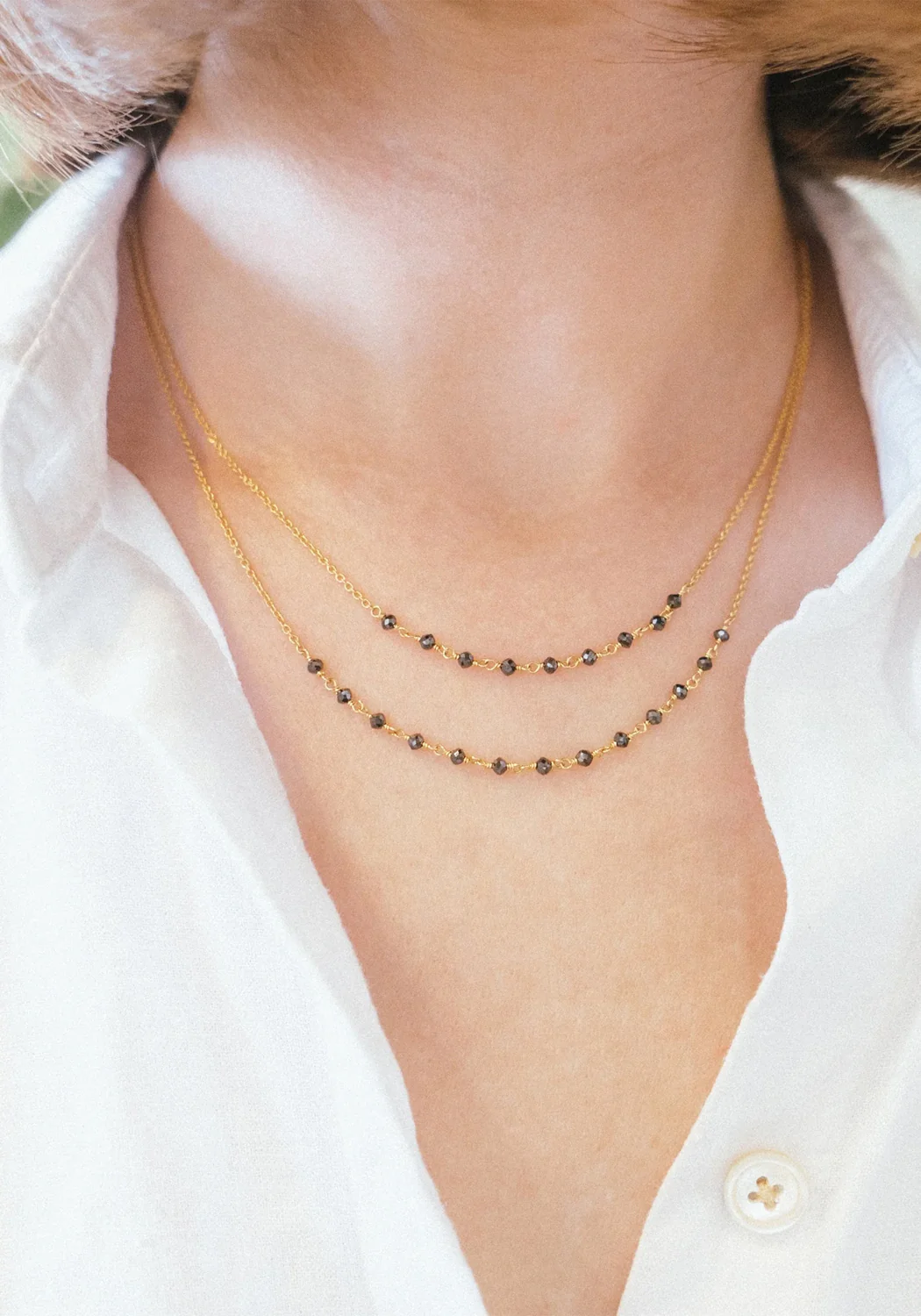 Sethi Couture Jillian 18KYG Black Diamond Double Strand Necklace - Image 2