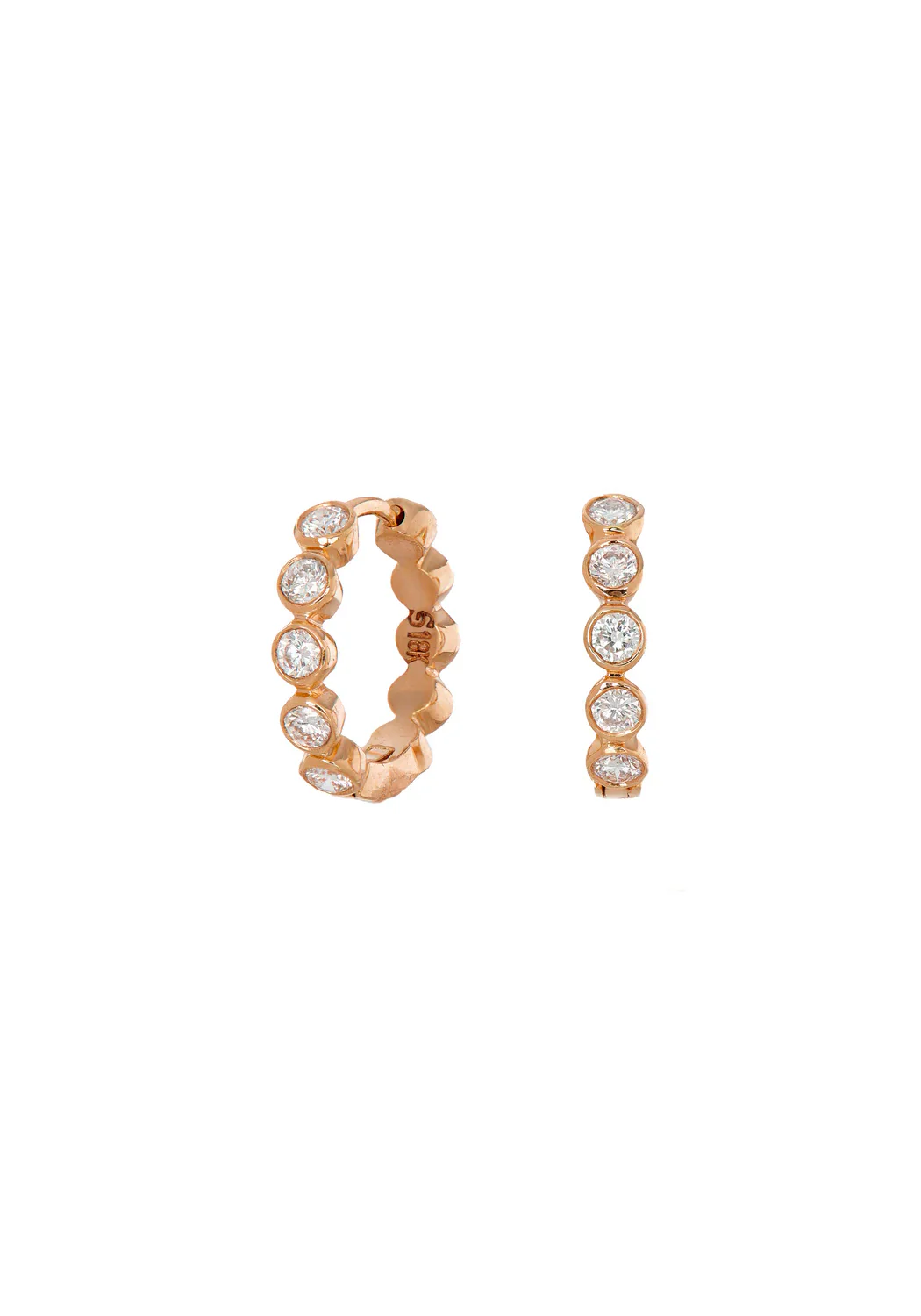 Sethi Couture Modern 18KRG Bezel Diamond Huggie Hoop Earrings