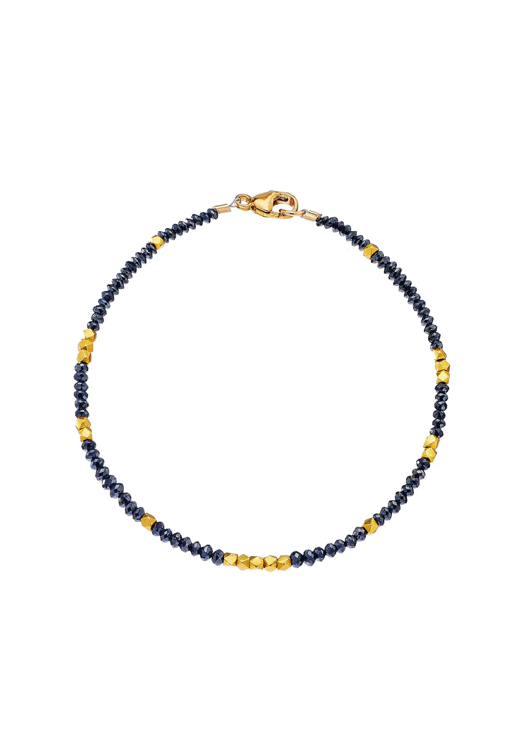 Sethi Couture Noir 18KYG Black Diamond & Gold Bead Bracelet | 7"