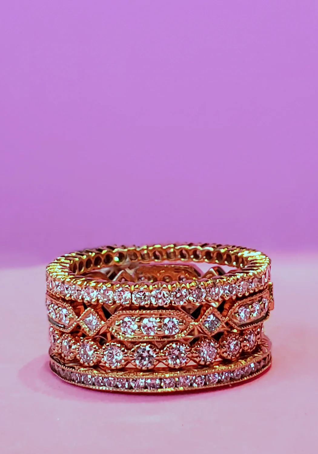 Sethi Couture Prong 18KRG White Diamond Eternity Band - Image 3