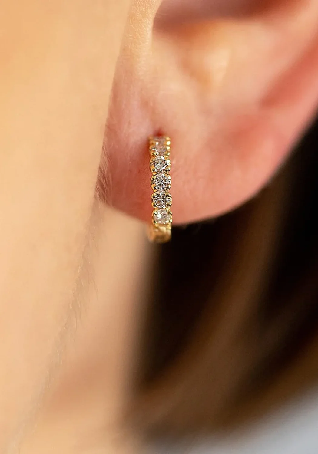 Sethi Couture Zelda 18KYG White Diamond Mini Huggie Hoop Earrings - Image 2