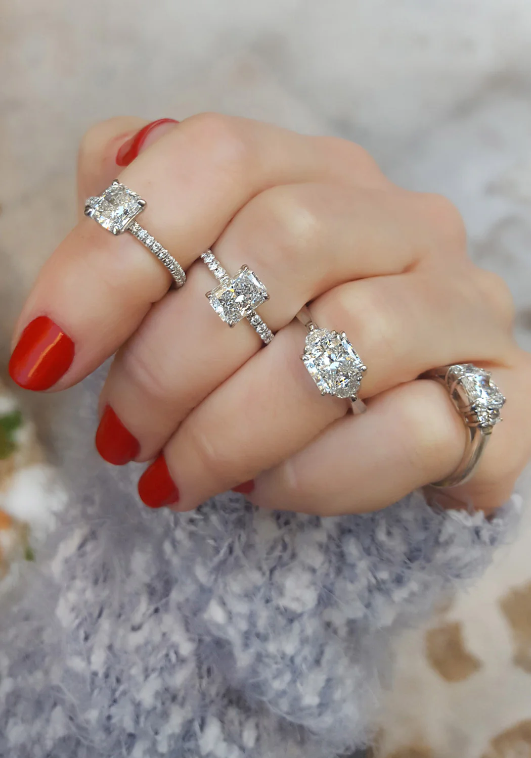 Louis Glick Platinum 2 Carat Starburst Diamond Ring - Image 10