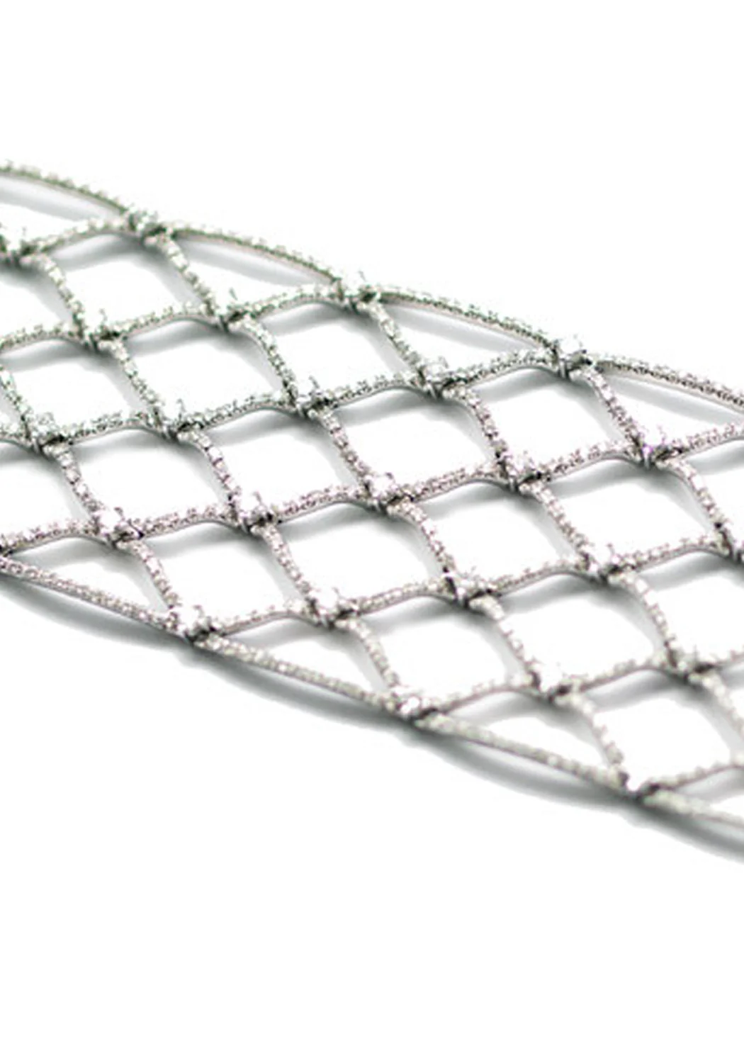Stefan Hafner 18K White Gold Wide Diamond Fishnet Bracelet - Image 3