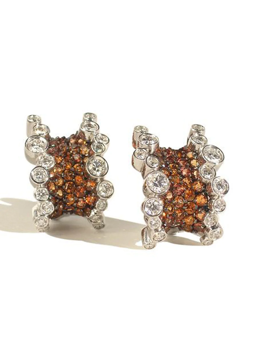 Stefan Hafner 18KWG Orange Sapphire Corset Earrings - Image 3