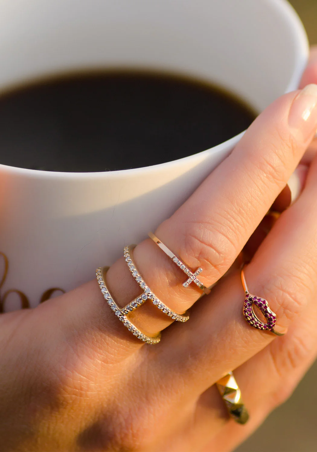 Sydney Evan 14K Yellow Gold Diamond Pyramid Ring - Image 5