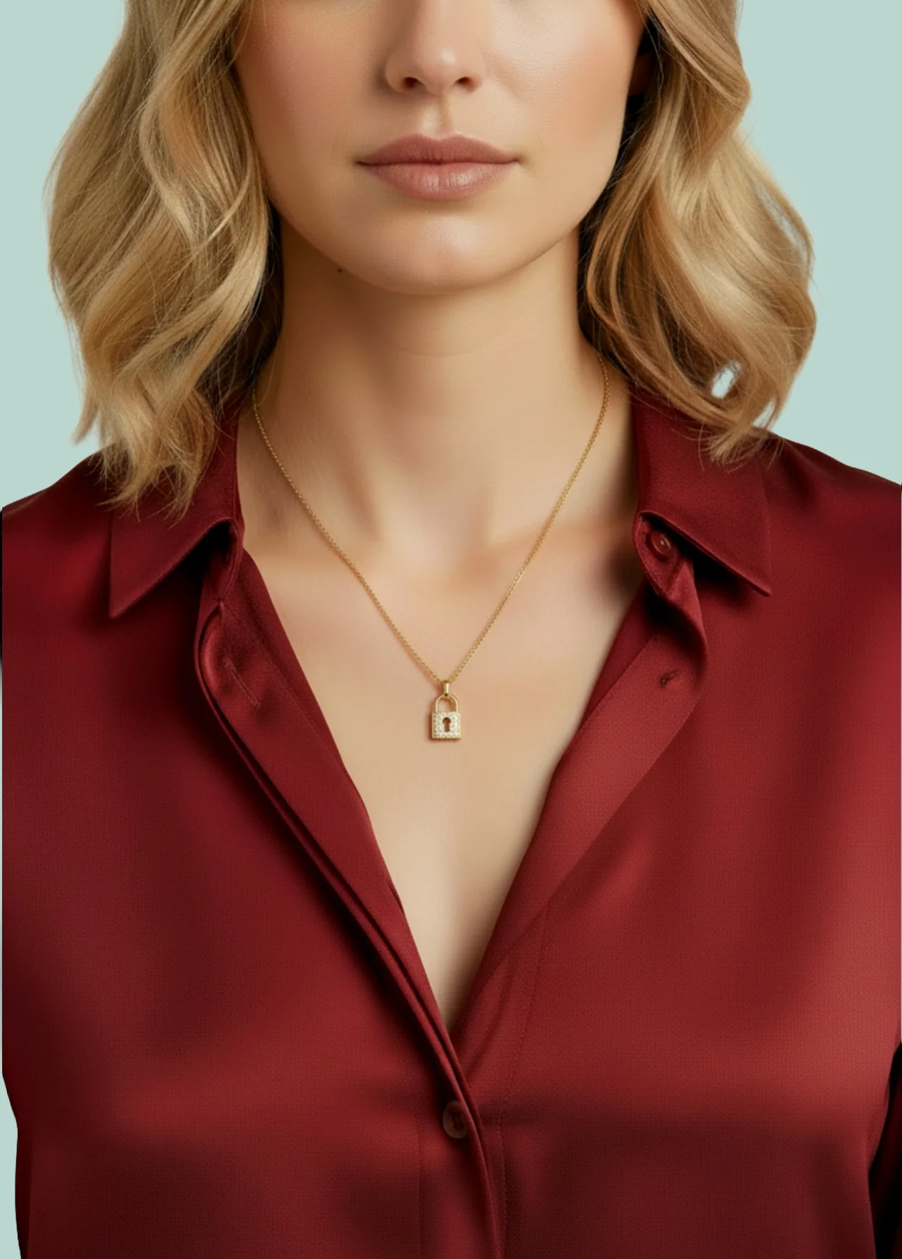Sydney Evan 14KYG Diamond Love Lock Pendant Necklace - Image 2