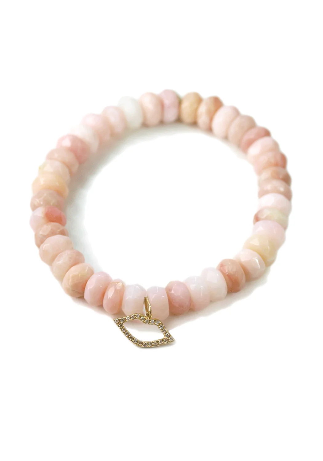 Sydney Evan Diamond Lip Charm Pink Opal Bead Bracelet - Image 3