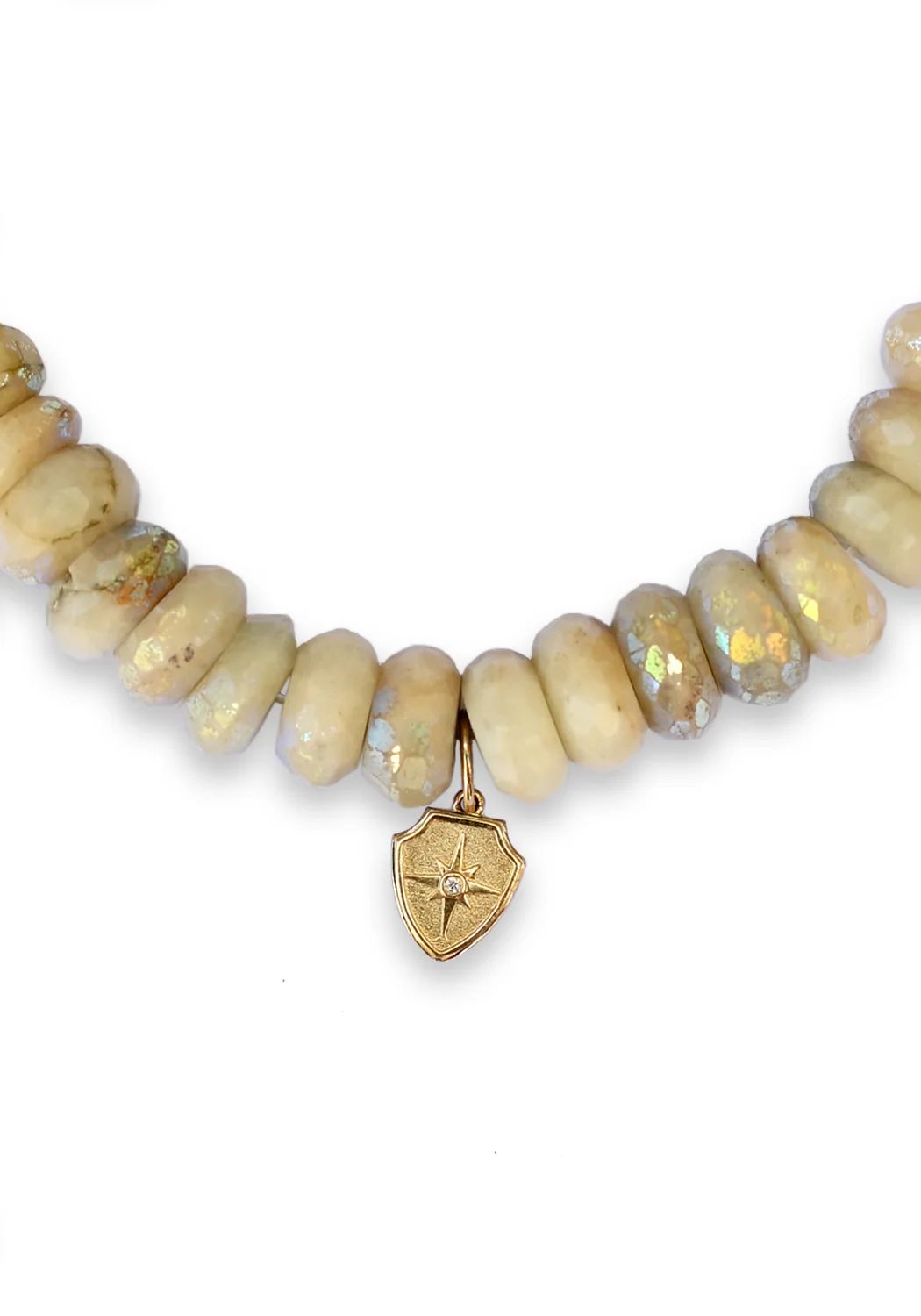 Sydney Evan Diamond Shield Faceted Aquamarine Bead Bracelet