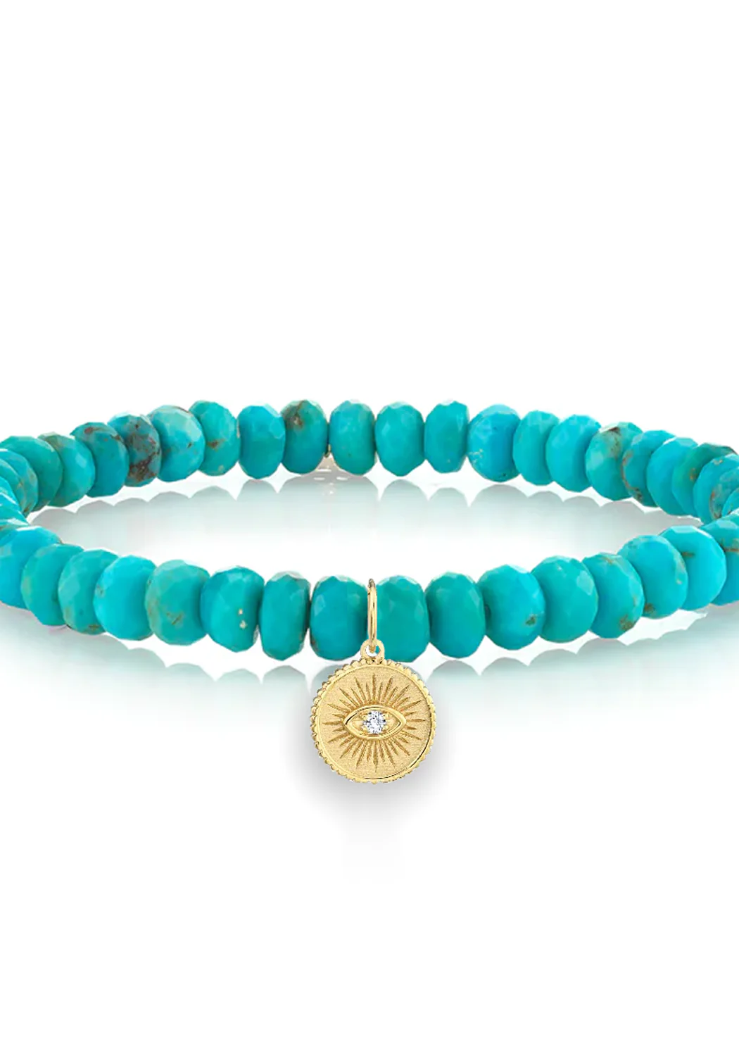 Sydney Evan Marquise Eye Coin Charm Turquoise Bead Bracelet - Image 5