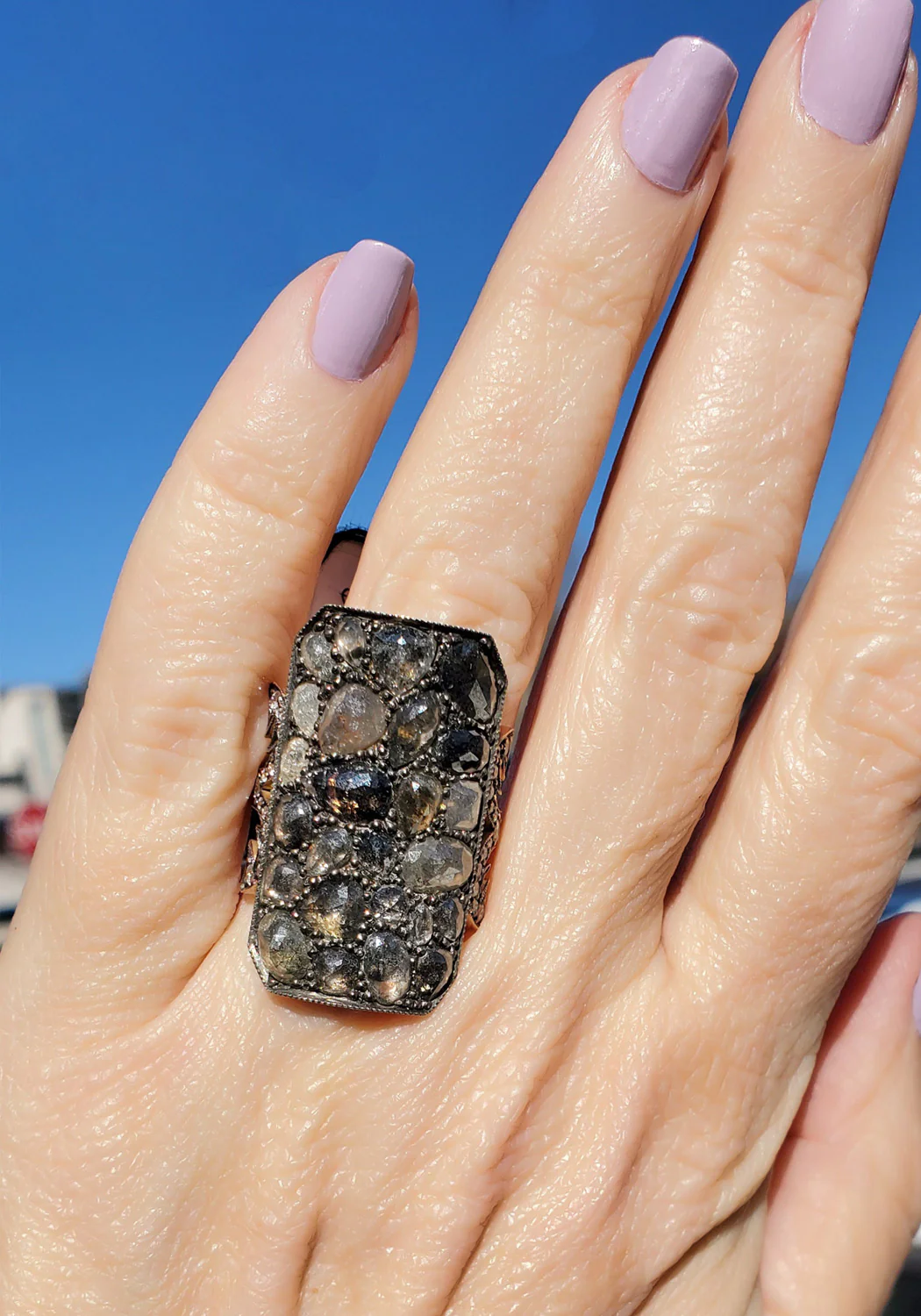 Sylva & Cie 14KRG Rosecut Diamond Ten Table Ring - Image 3