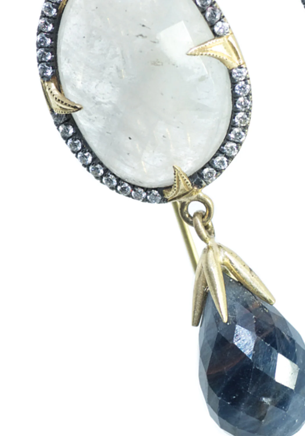 Sylva & Cie 18KYG Diamond & Sapphire Dangle Earrings - Image 2