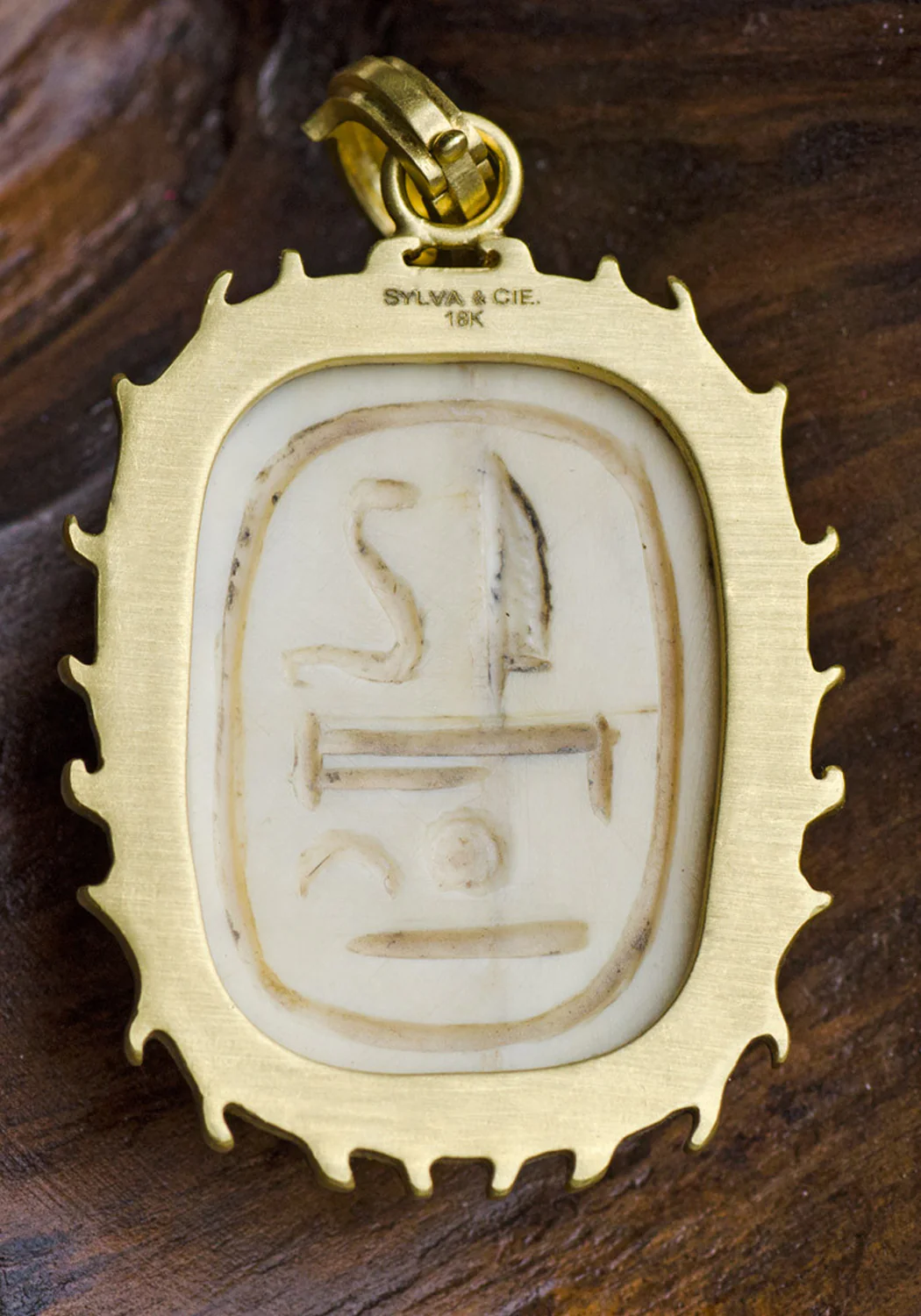Sylva & Cie 18KYG Diamond Fossilized Scarab Pendant Enhancer - Image 3