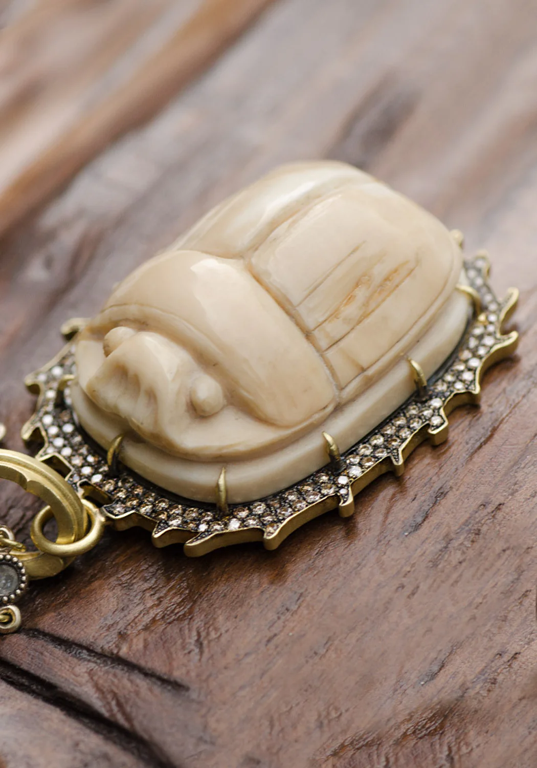 Sylva & Cie 18KYG Diamond Fossilized Scarab Pendant Enhancer - Image 4