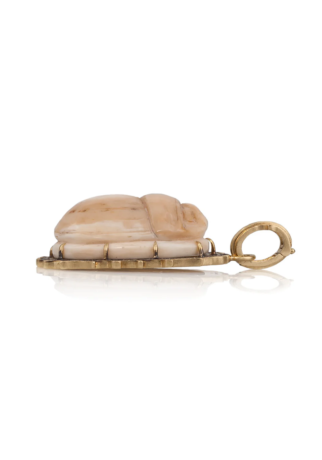 Sylva & Cie 18KYG Diamond Fossilized Scarab Pendant Enhancer - Image 5