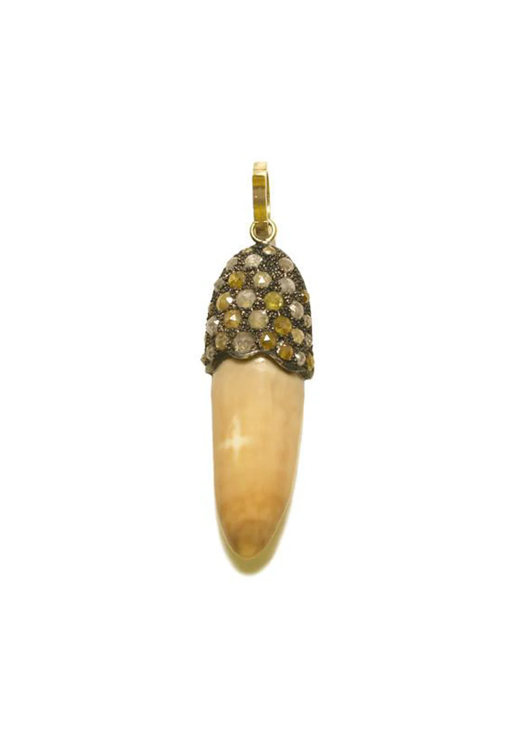 Sylva & Cie 18KYG & Oxidized Silver Diamond Tusk Pendant - Image 3