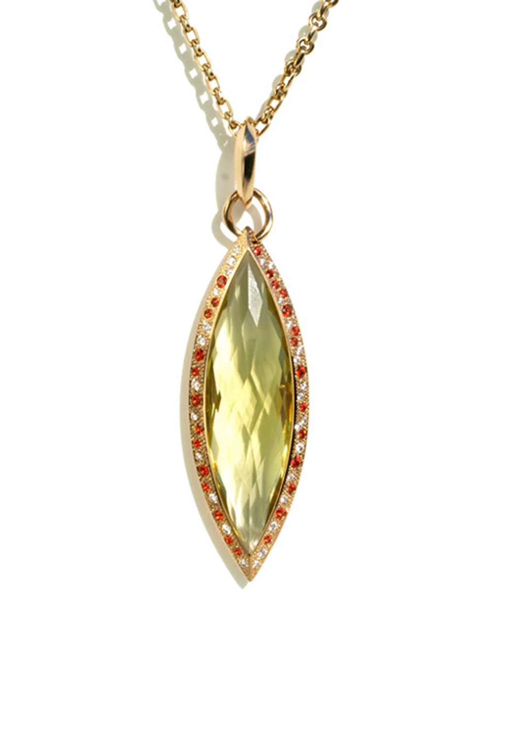 Valente Athena 18KRG Pink Sapphire & Lemon Quartz Pendant Necklace - Image 3